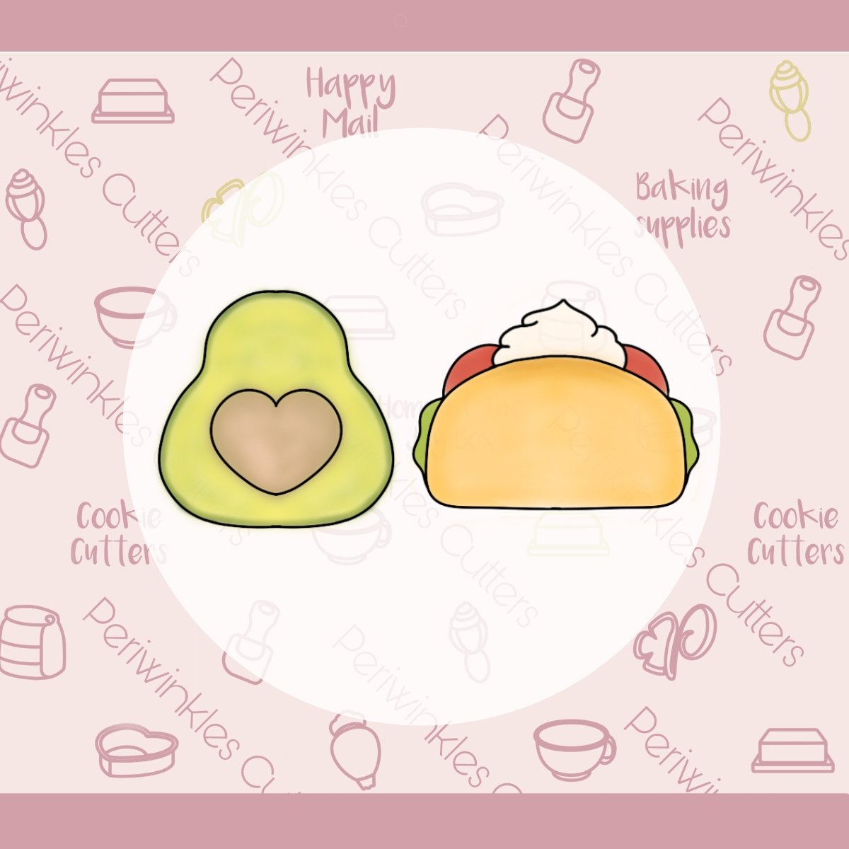 Avocado and Taco Cookie Cutter - Periwinkles Cutters