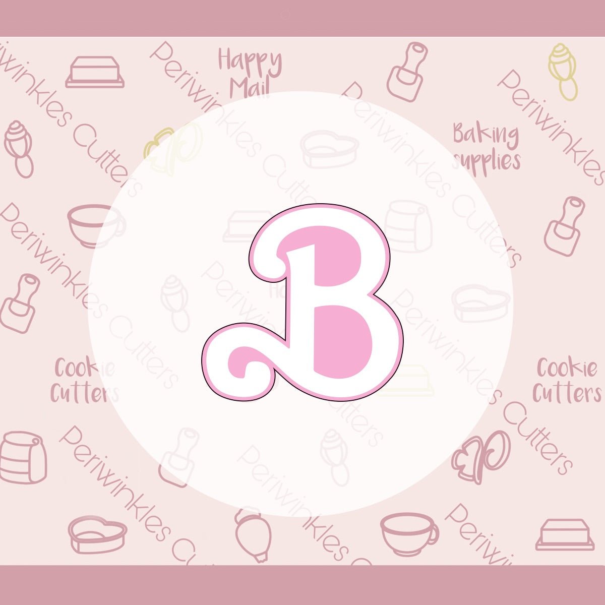 B Pink Letter Cookie Cutter - Periwinkles Cutters Cookie Cutter