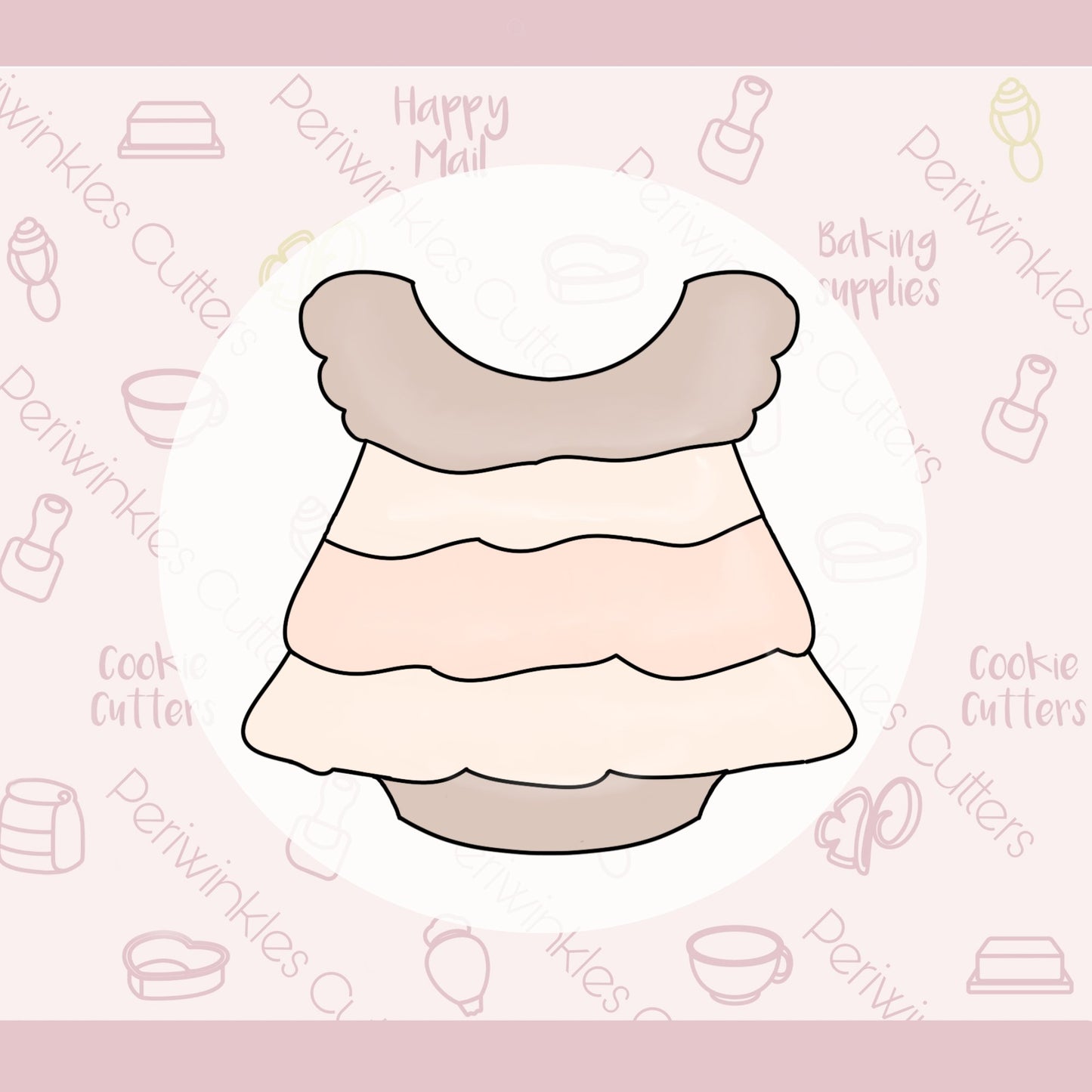 Baby Ruffle Bodysuit Cookie Cutter - Periwinkles Cutters