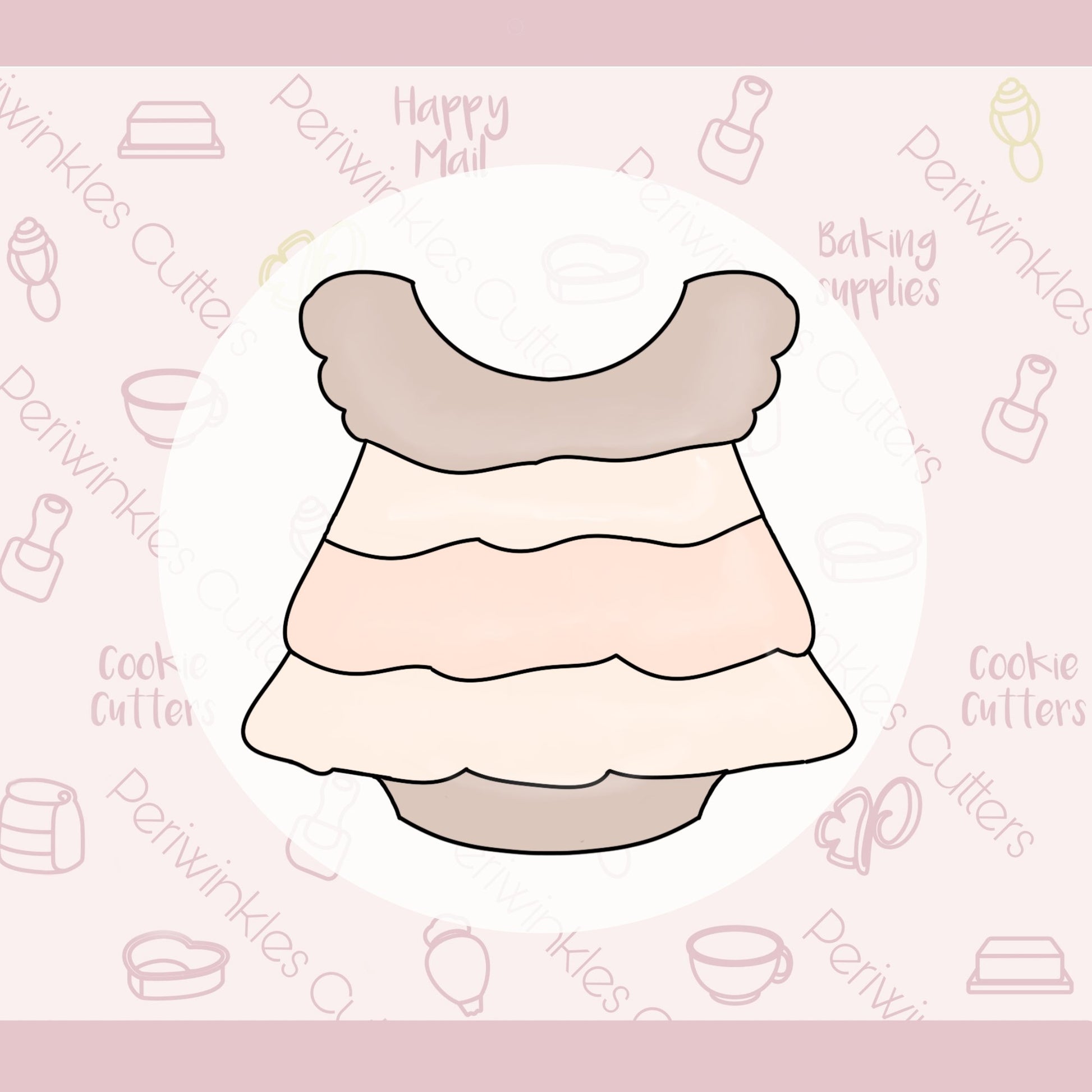 Baby Ruffle Bodysuit Cookie Cutter - Periwinkles Cutters