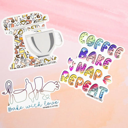 Baking Love Pack of 3 Stickers - Periwinkles Cutters