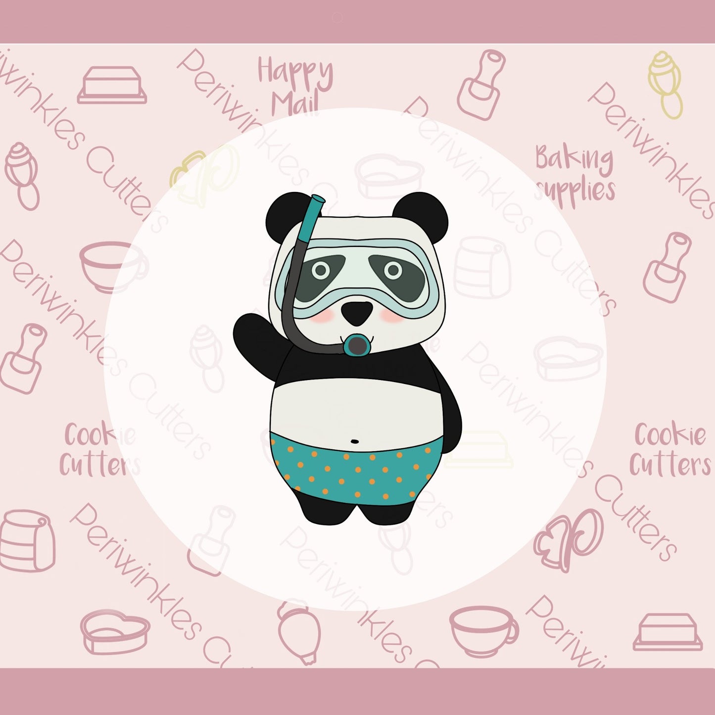 Beach Panda Cookie Cutter - Periwinkles Cutters