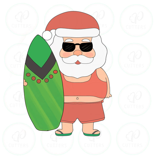 Beach Santa Surfboard Cookie Cutter - Periwinkles Cutters