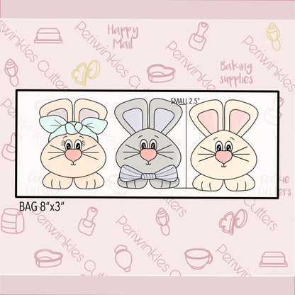 Big Ears Bunnies Set 3 Cookie Cutter - Periwinkles Cutters