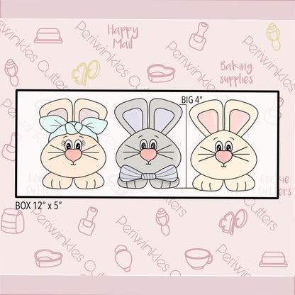 Big Ears Bunnies Set 3 Cookie Cutter - Periwinkles Cutters