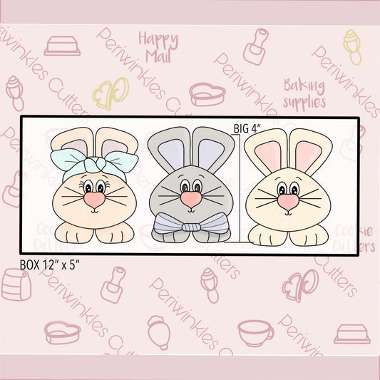 Big Ears Bunnies Set 3 Cookie Cutter - Periwinkles Cutters