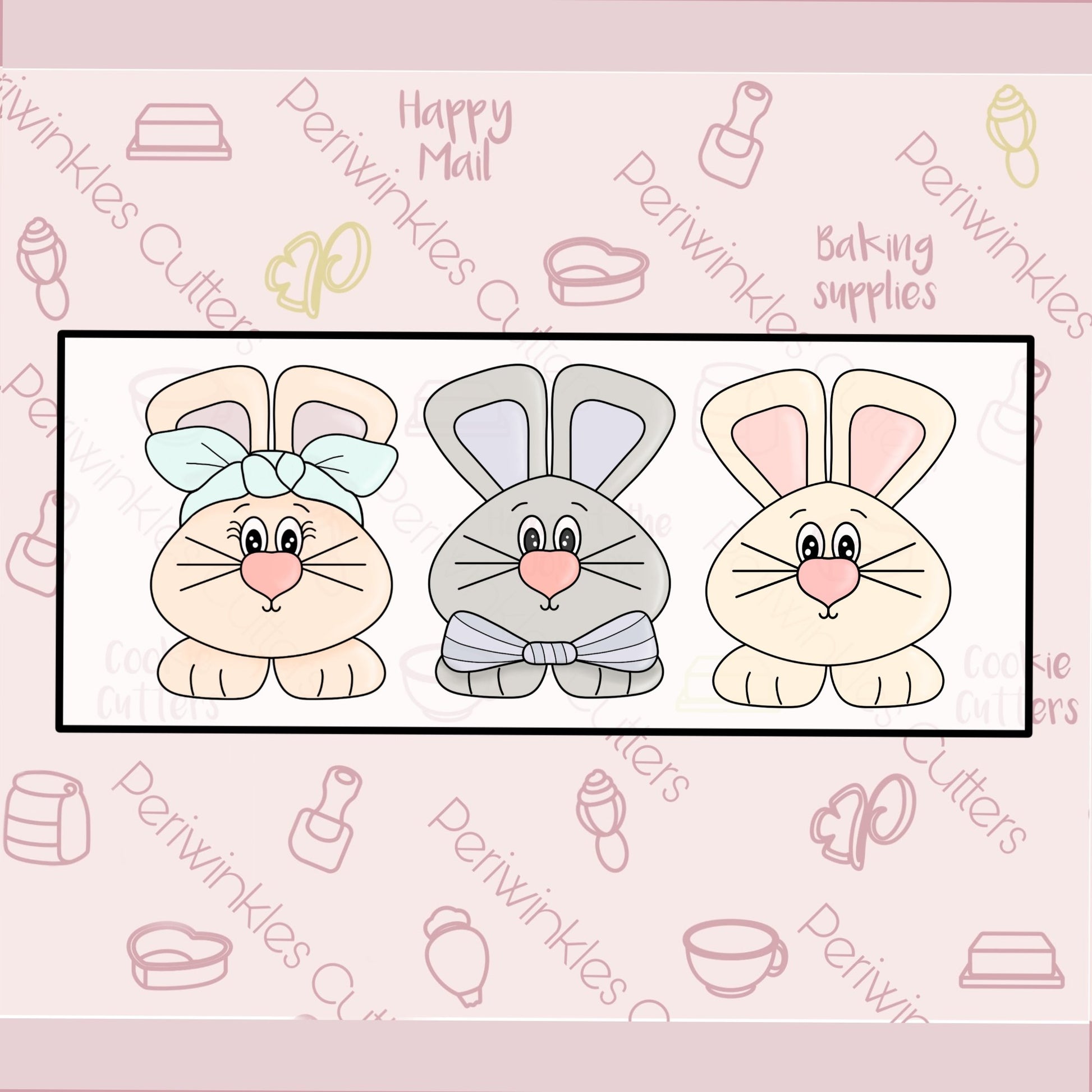 Big Ears Bunnies Set 3 Cookie Cutter - Periwinkles Cutters