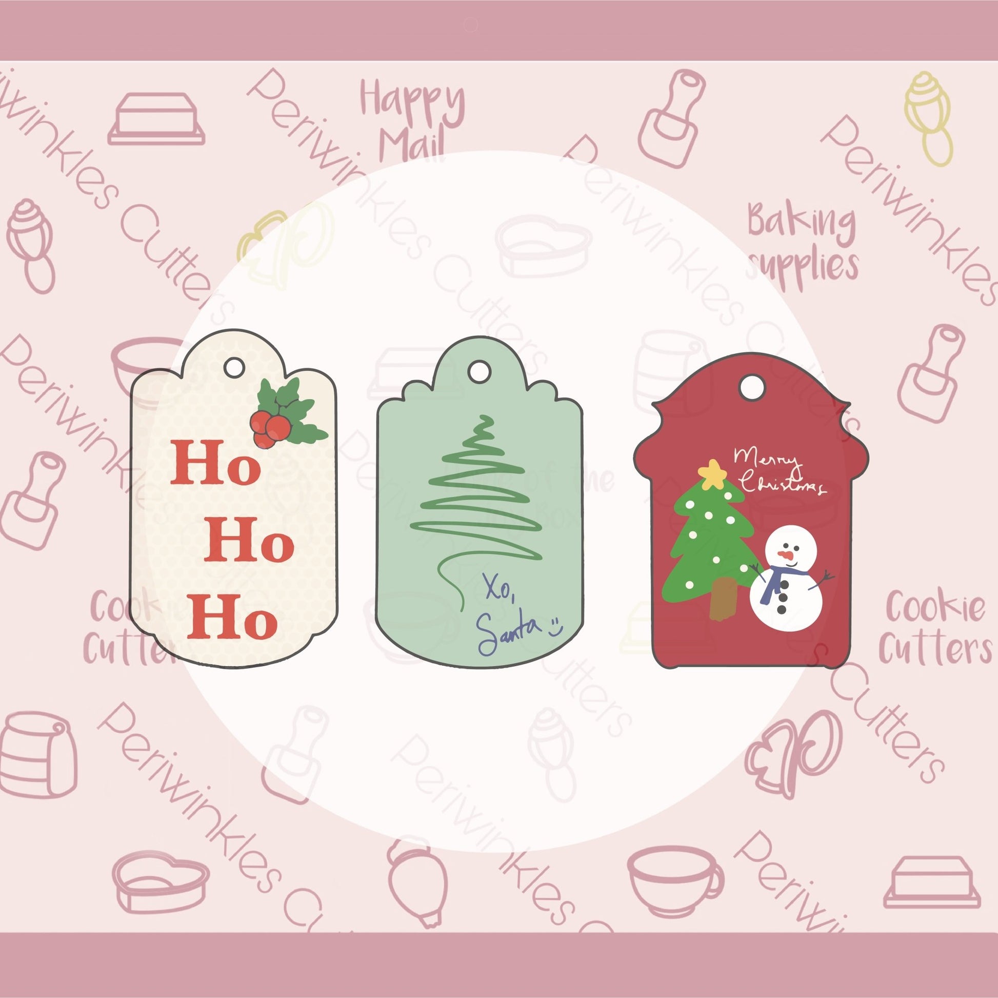 Bocuki Christmas Tags Cookie Cutter - Periwinkles Cutters