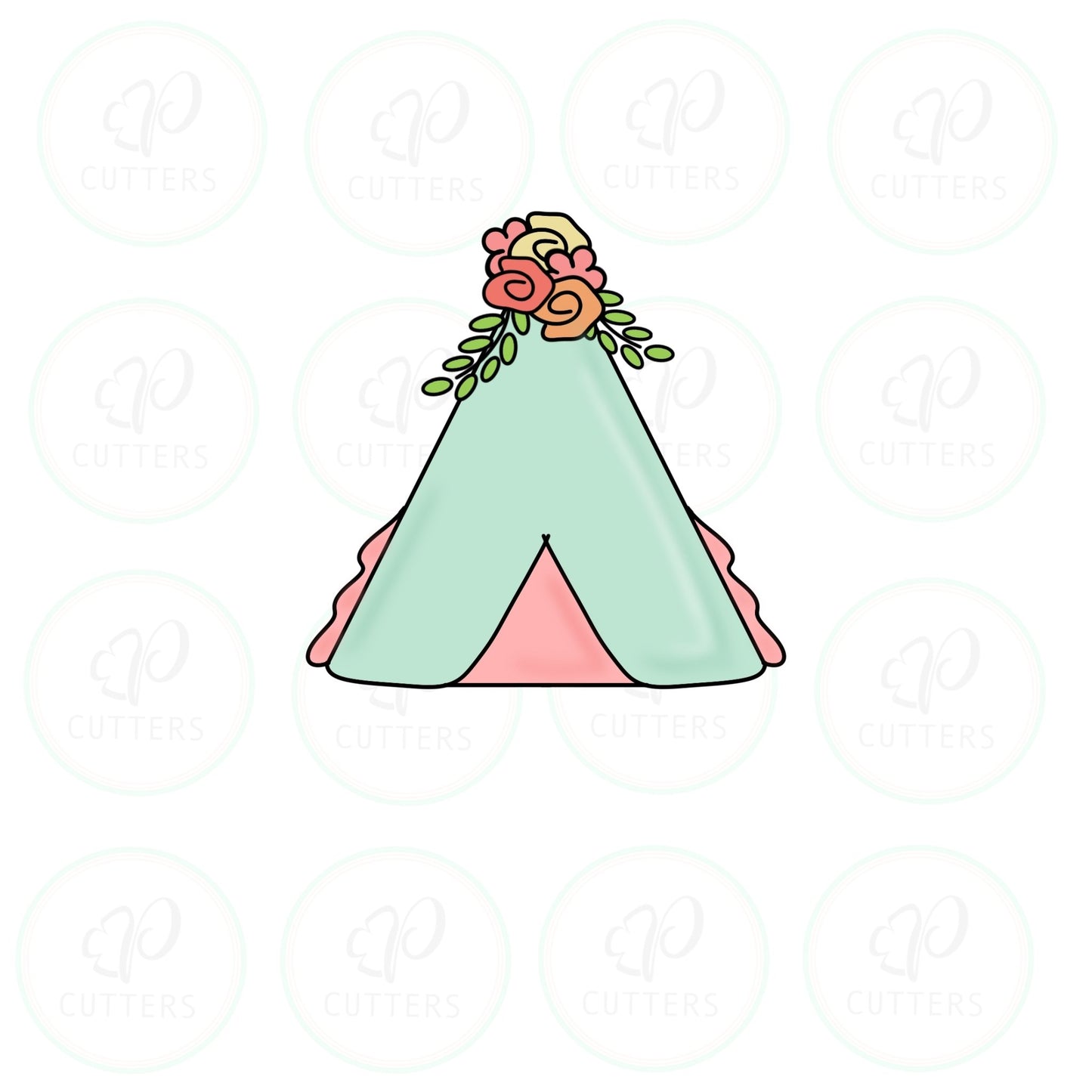 Boho Floral Teepee Cookie Cutter - Periwinkles Cutters