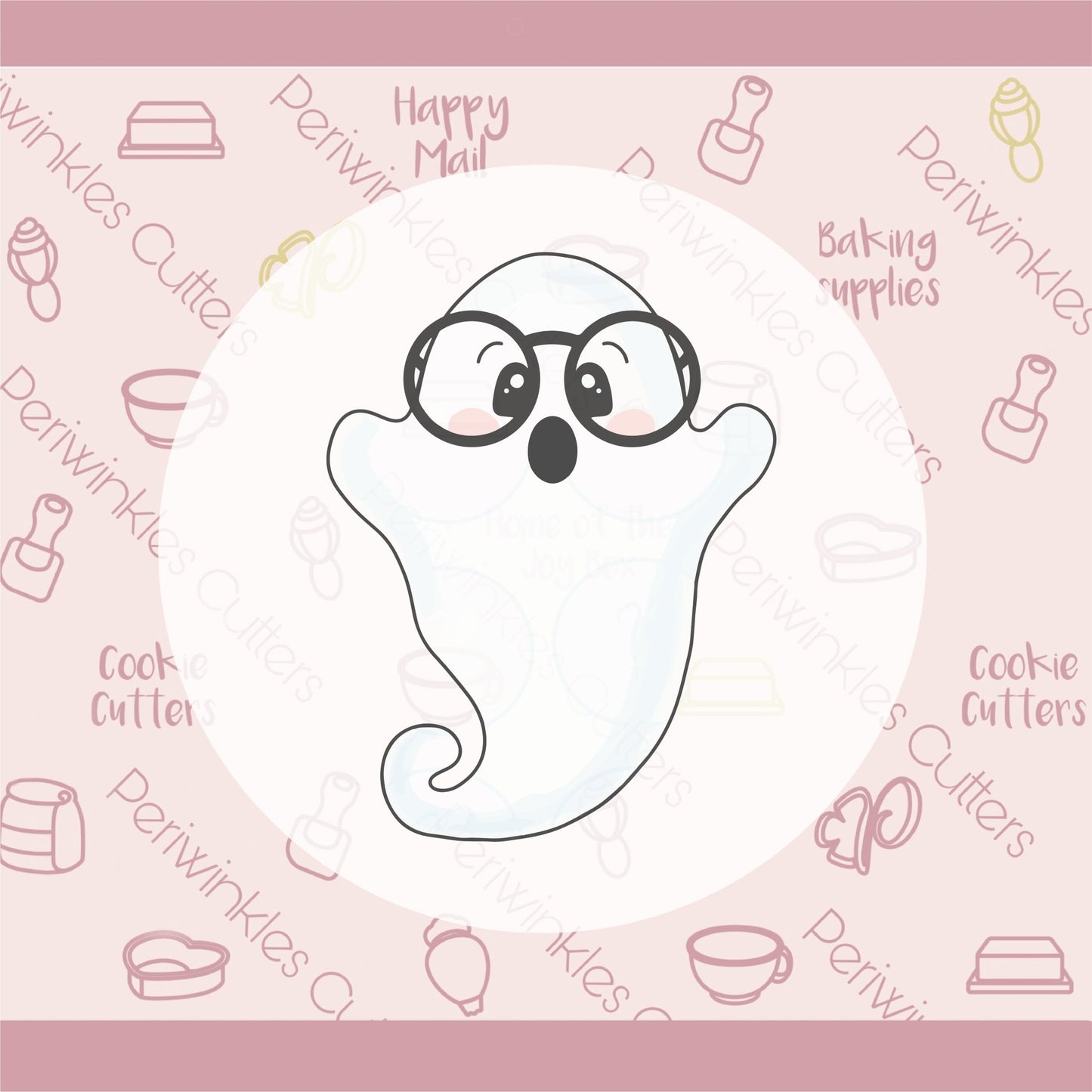 Boo Nerdy Ghost Cookie Cutter - Periwinkles Cutters