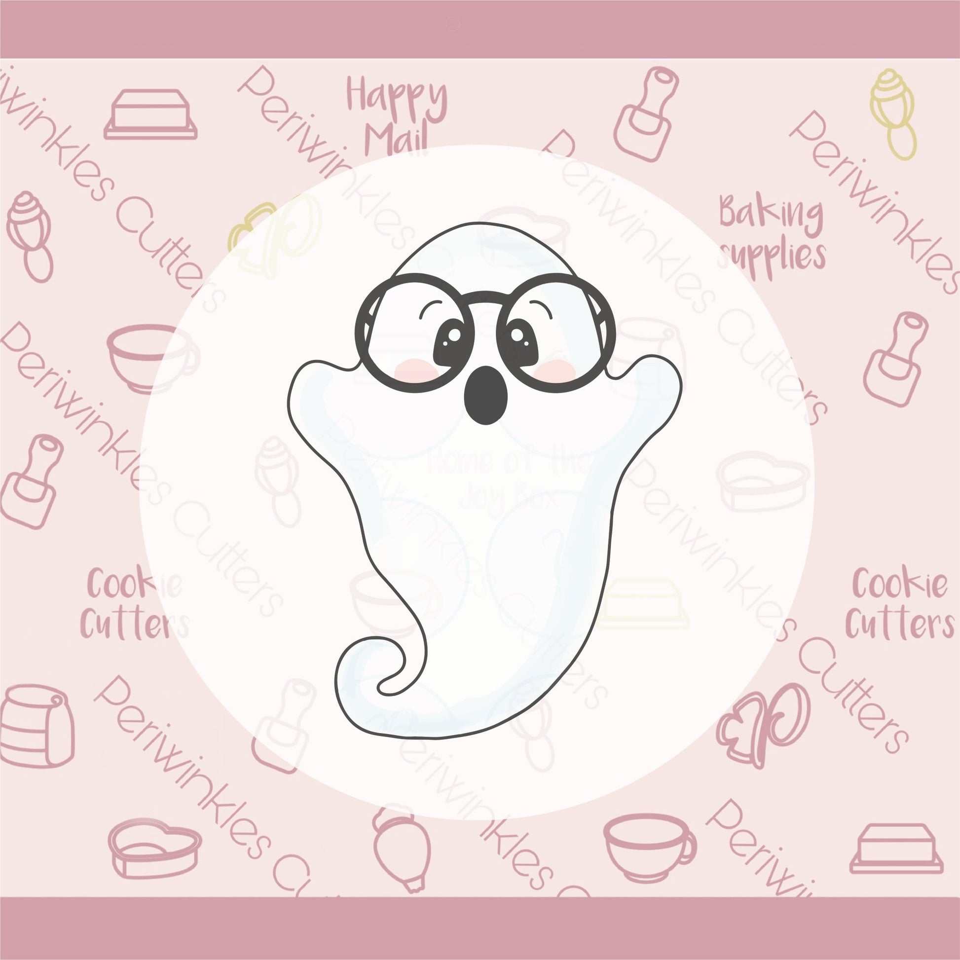 Boo Nerdy Ghost Cookie Cutter - Periwinkles Cutters