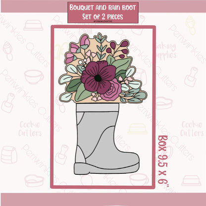 Bouquet and Rain Boot Set of 2 Cookie Cutter - Periwinkles Cutters