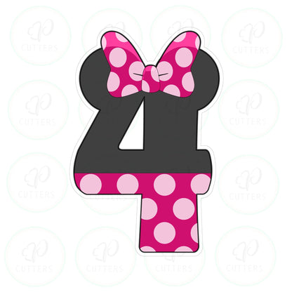 Bow Mouse Ears Numbers Cookie Cutter - Periwinkles Cutters