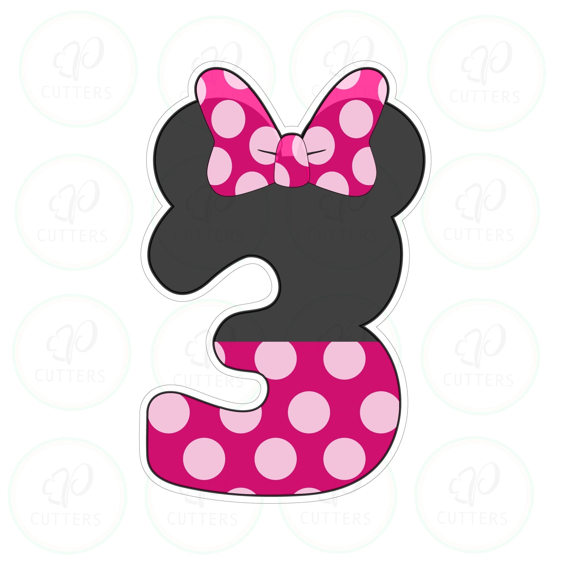 Bow Mouse Ears Numbers Cookie Cutter - Periwinkles Cutters