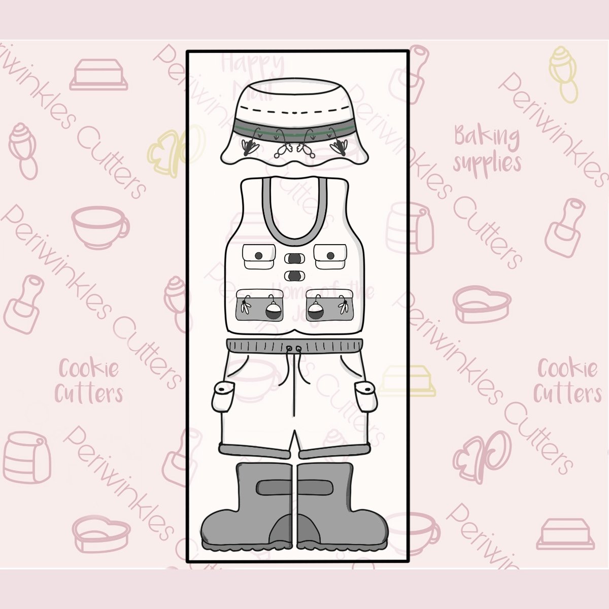 Build a Fishing Dad 4 Pieces Set Cookie Cutter - Periwinkles Cutters