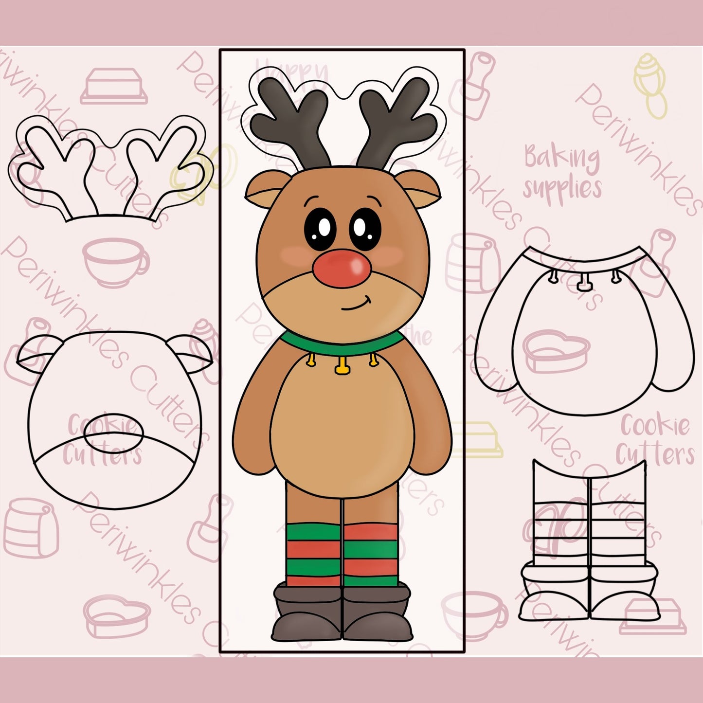 Build a Reindeer Set of 4 Cookie Cutter - Periwinkles Cutters