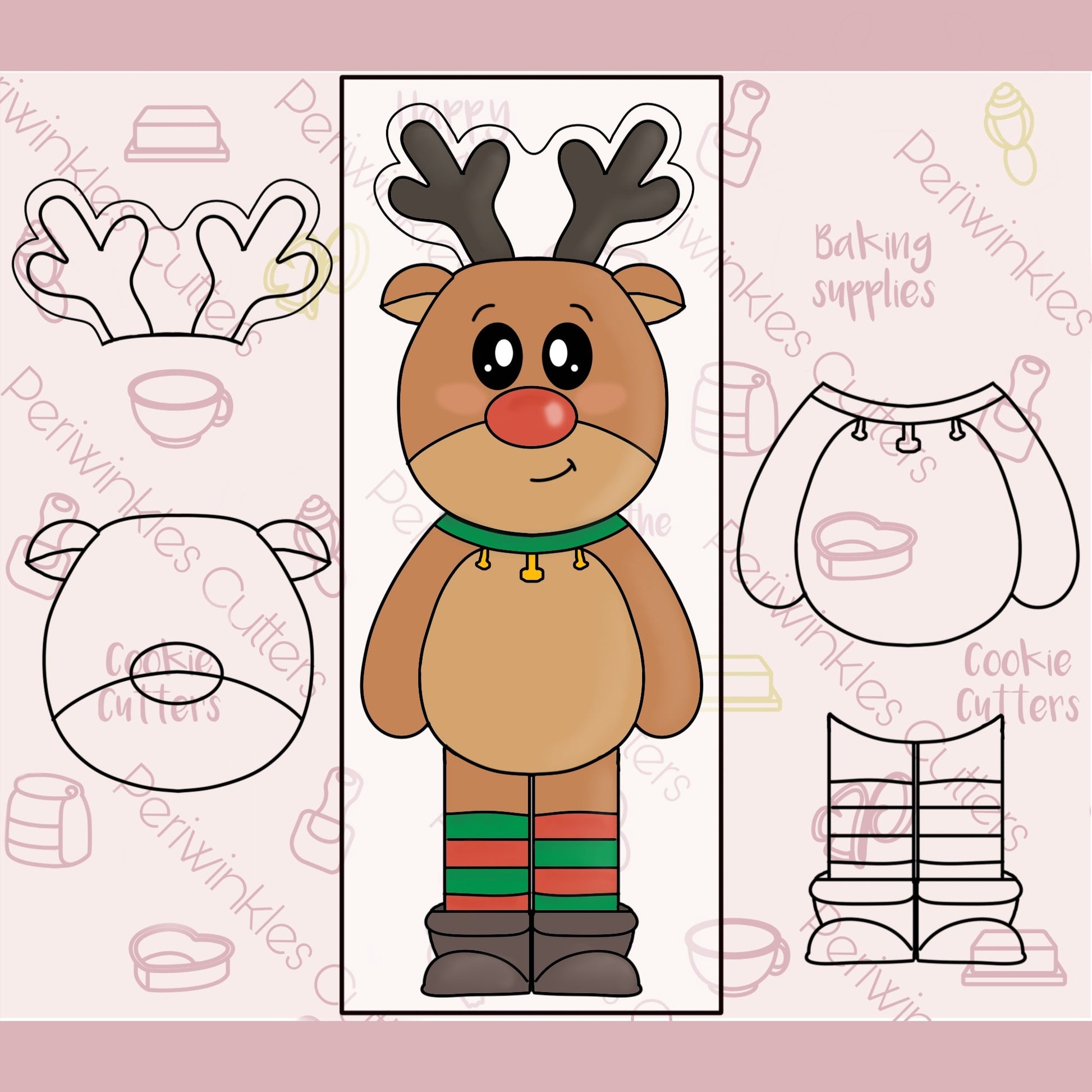 Build a Reindeer Set of 4 Cookie Cutter - Periwinkles Cutters