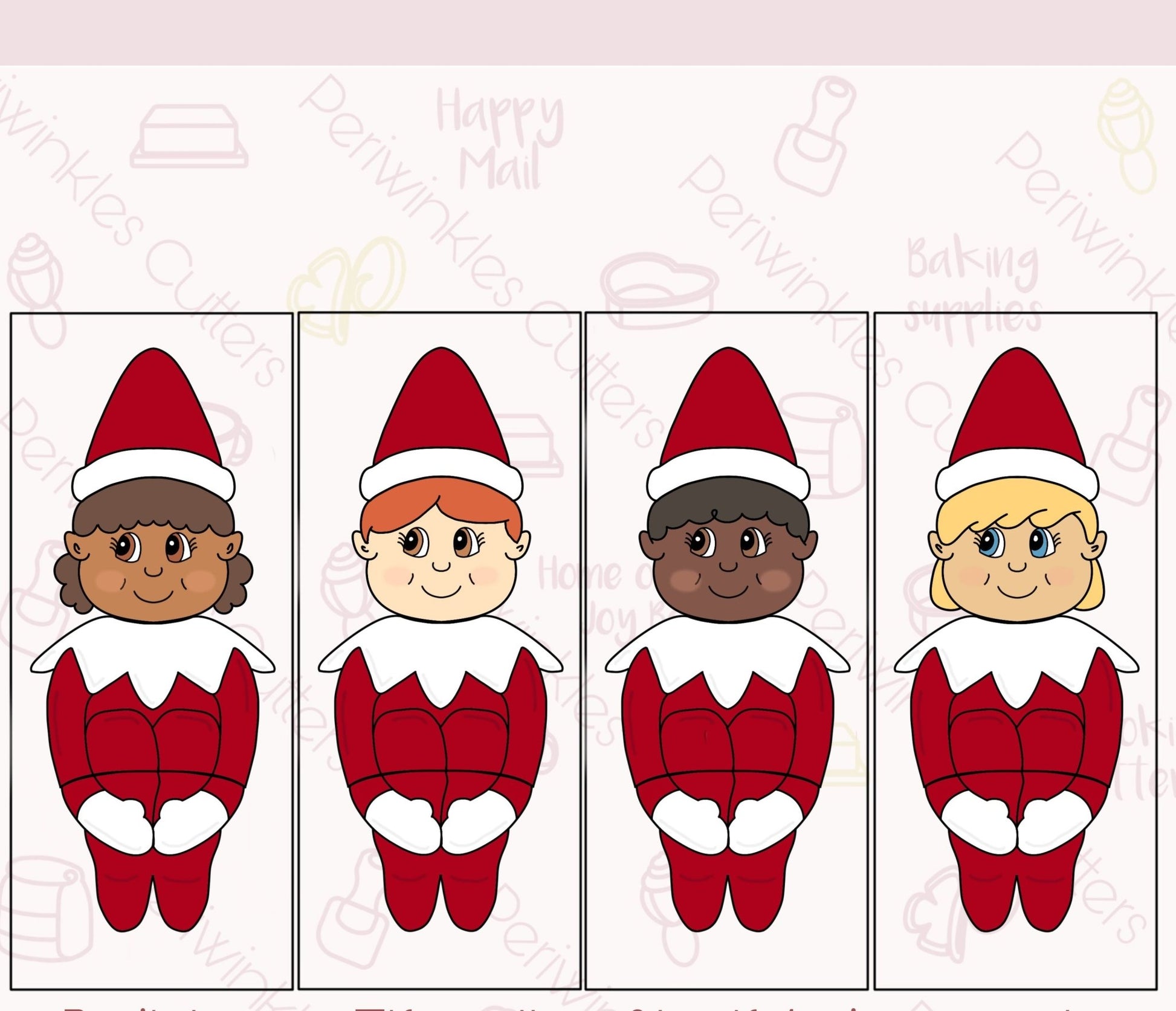 Build an Elf Set of 4 Cookie Cutters - Periwinkles Cutters