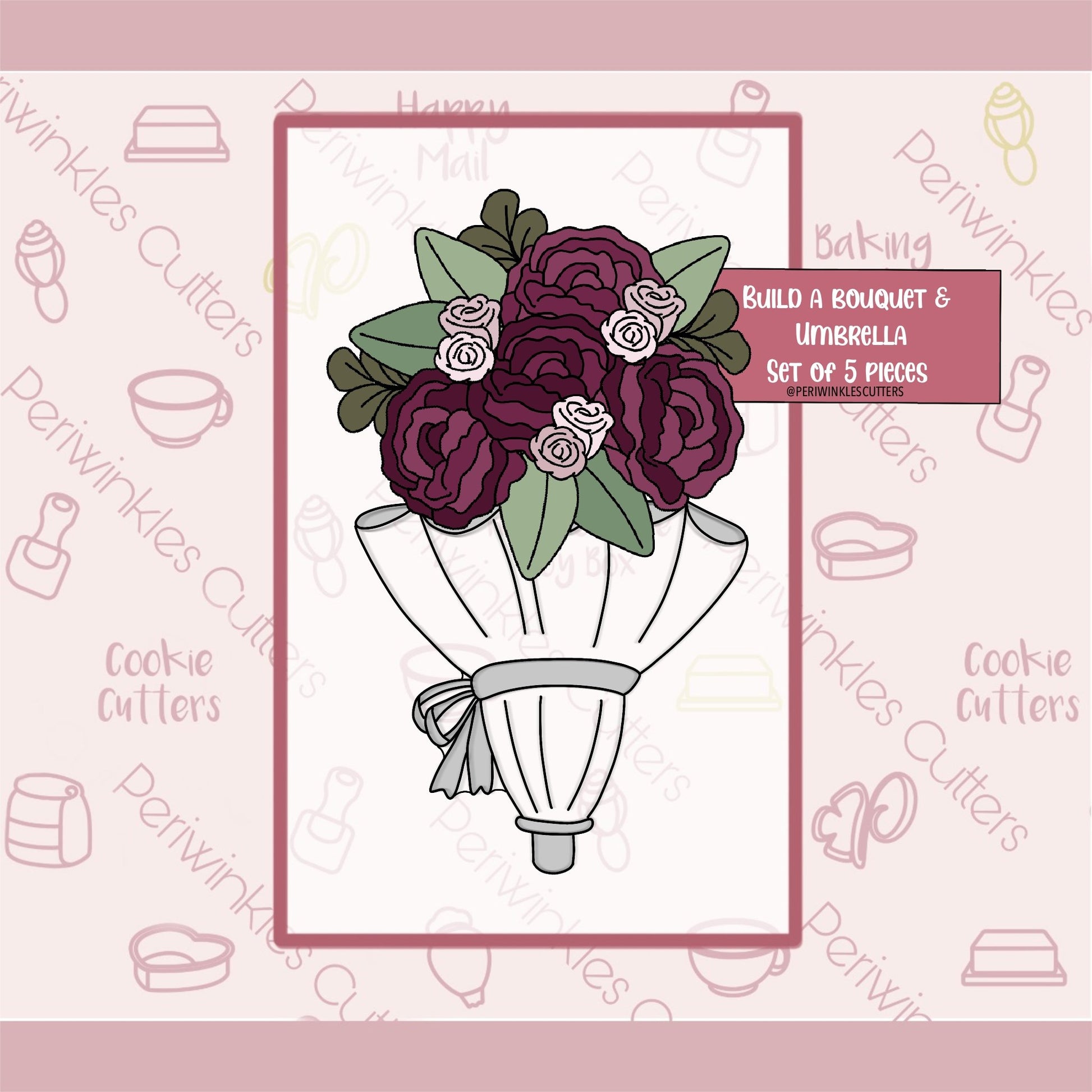 Build Bouquet Set of 5 Cookie Cutter - Periwinkles Cutters