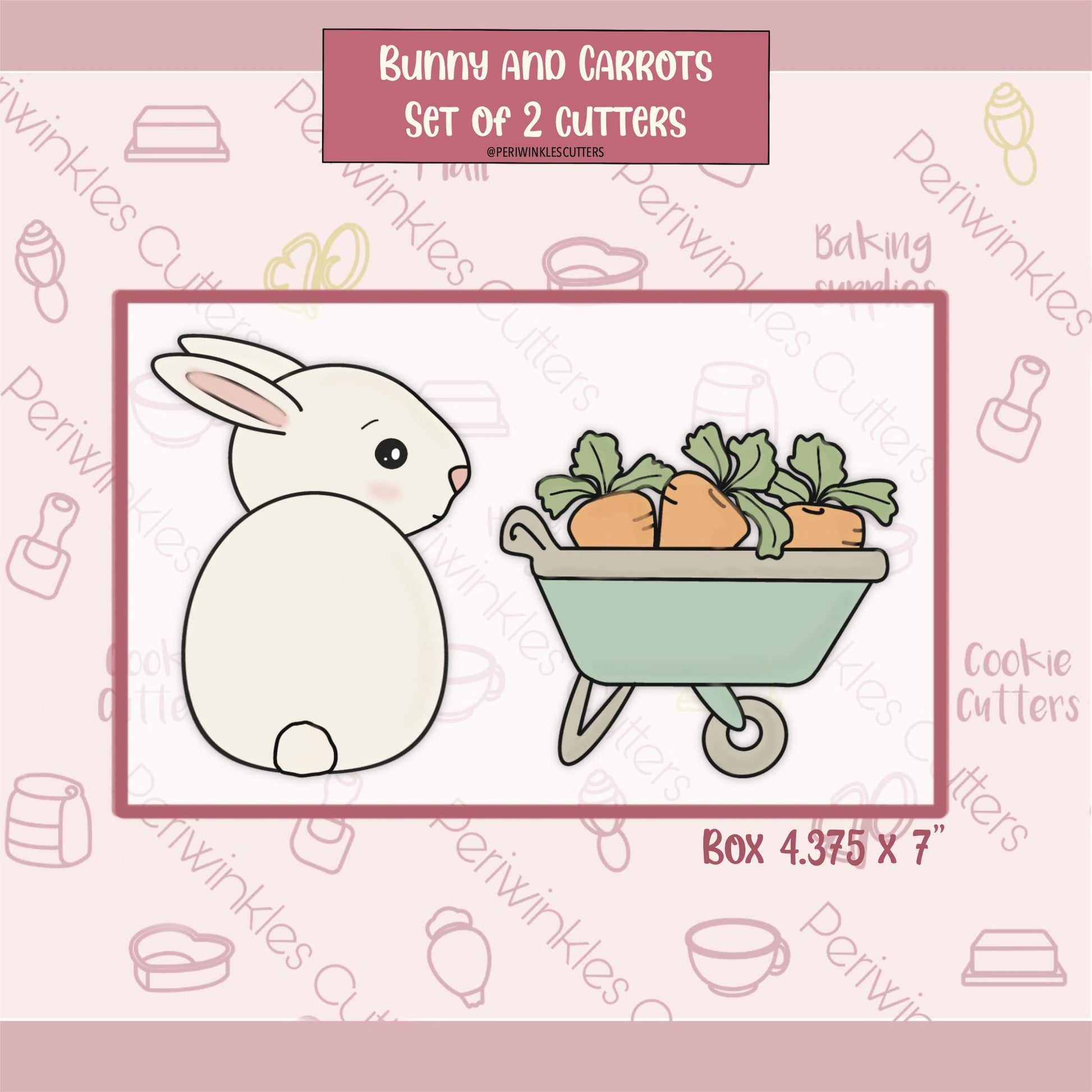 Bunny and Carrots Set of 2 Cookie Cutter - Periwinkles Cutters