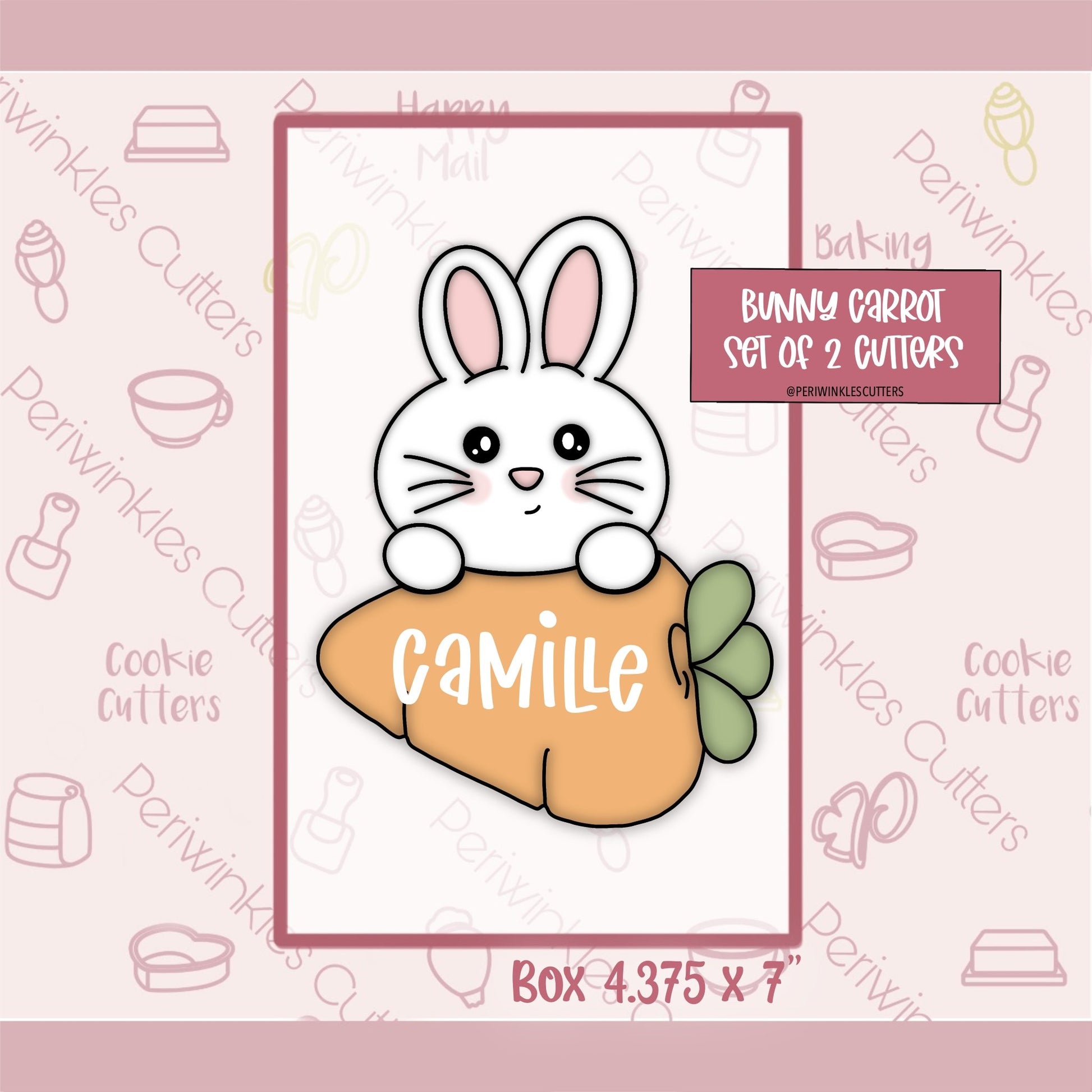 Bunny Carrot Set of 2 Cookie Cutter - Periwinkles Cutters