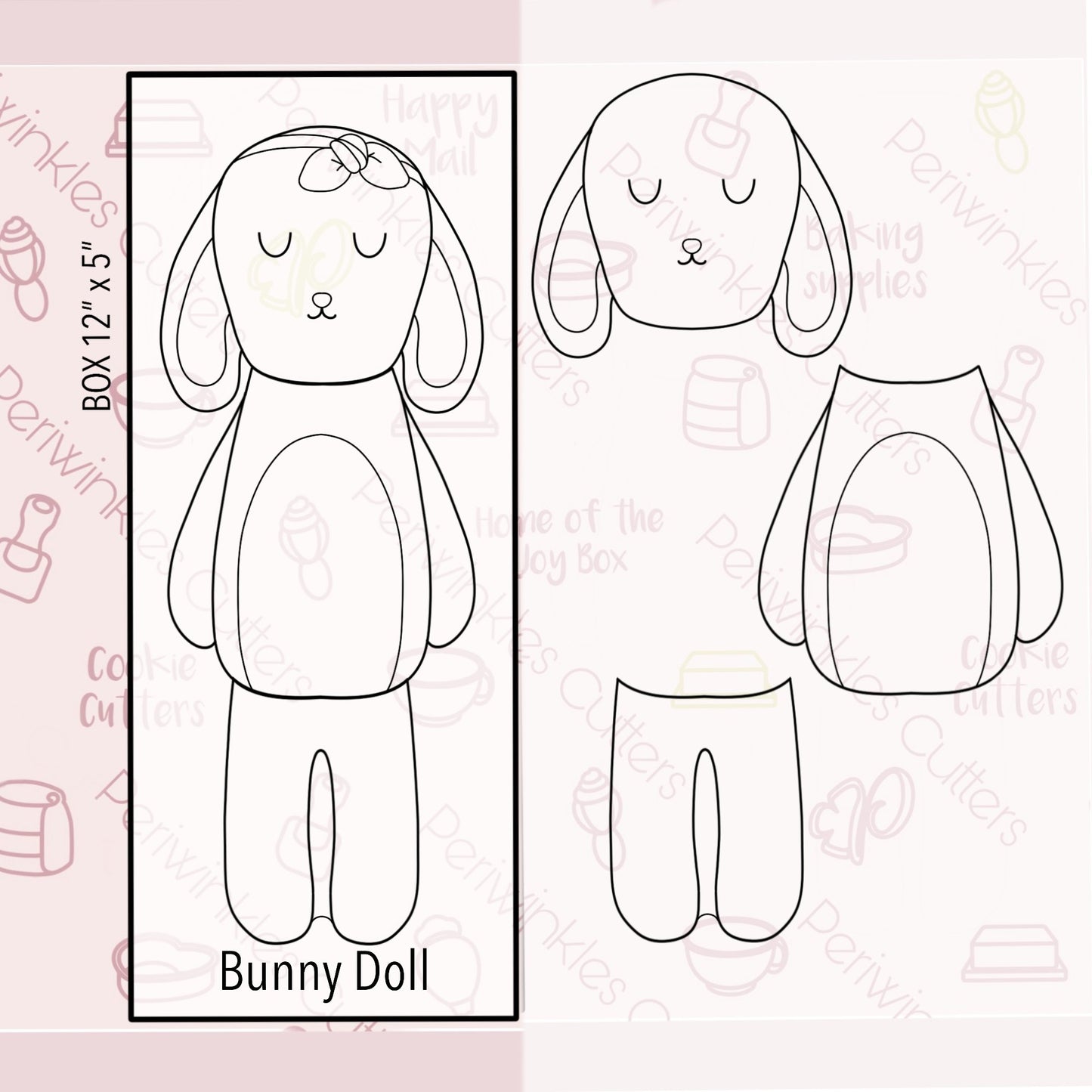 Bunny Doll Set of 3 Cookie Cutters - Periwinkles Cutters