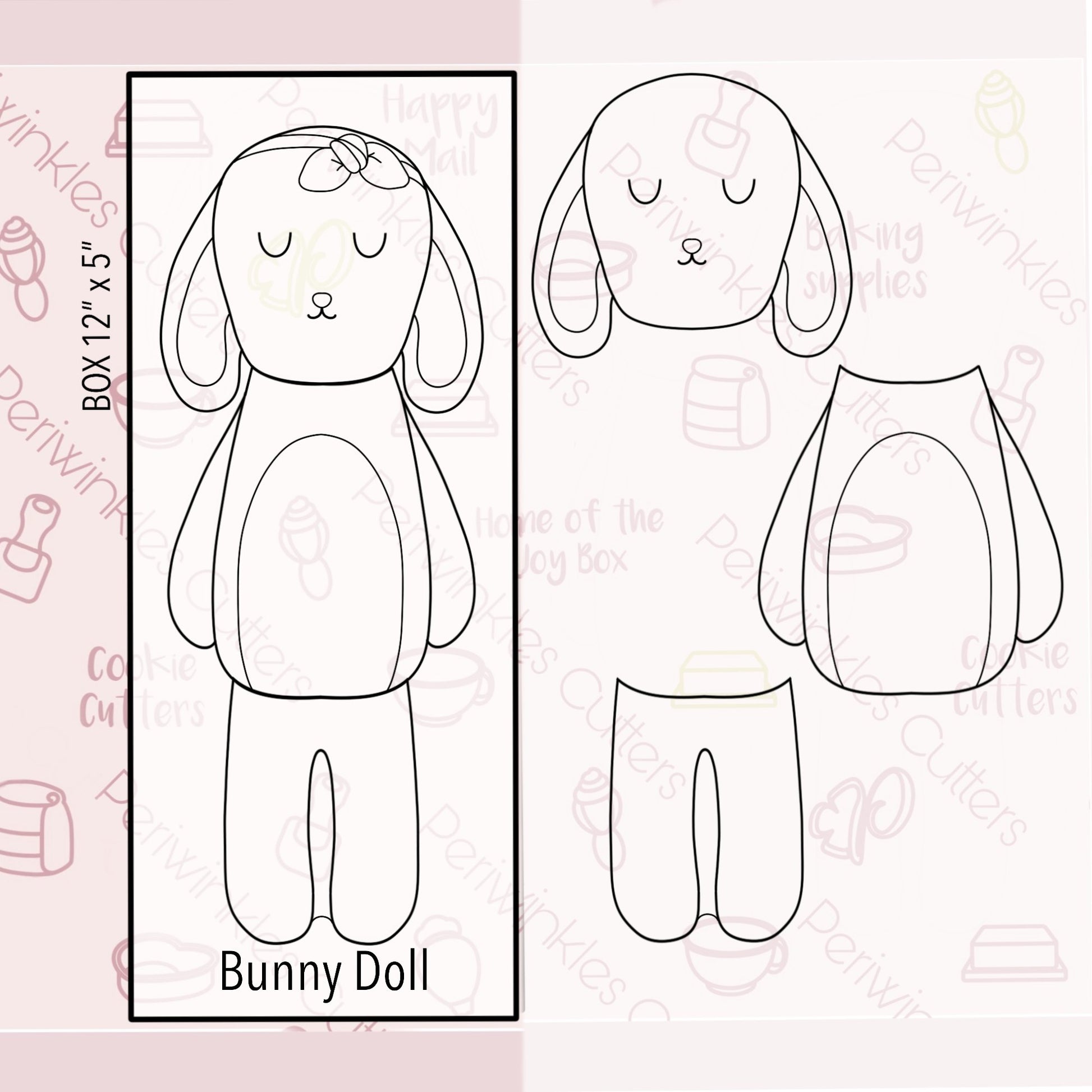 Bunny Doll Set of 3 Cookie Cutters - Periwinkles Cutters