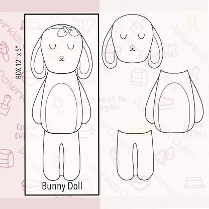 Bunny Doll Set of 3 Cookie Cutters - Periwinkles Cutters