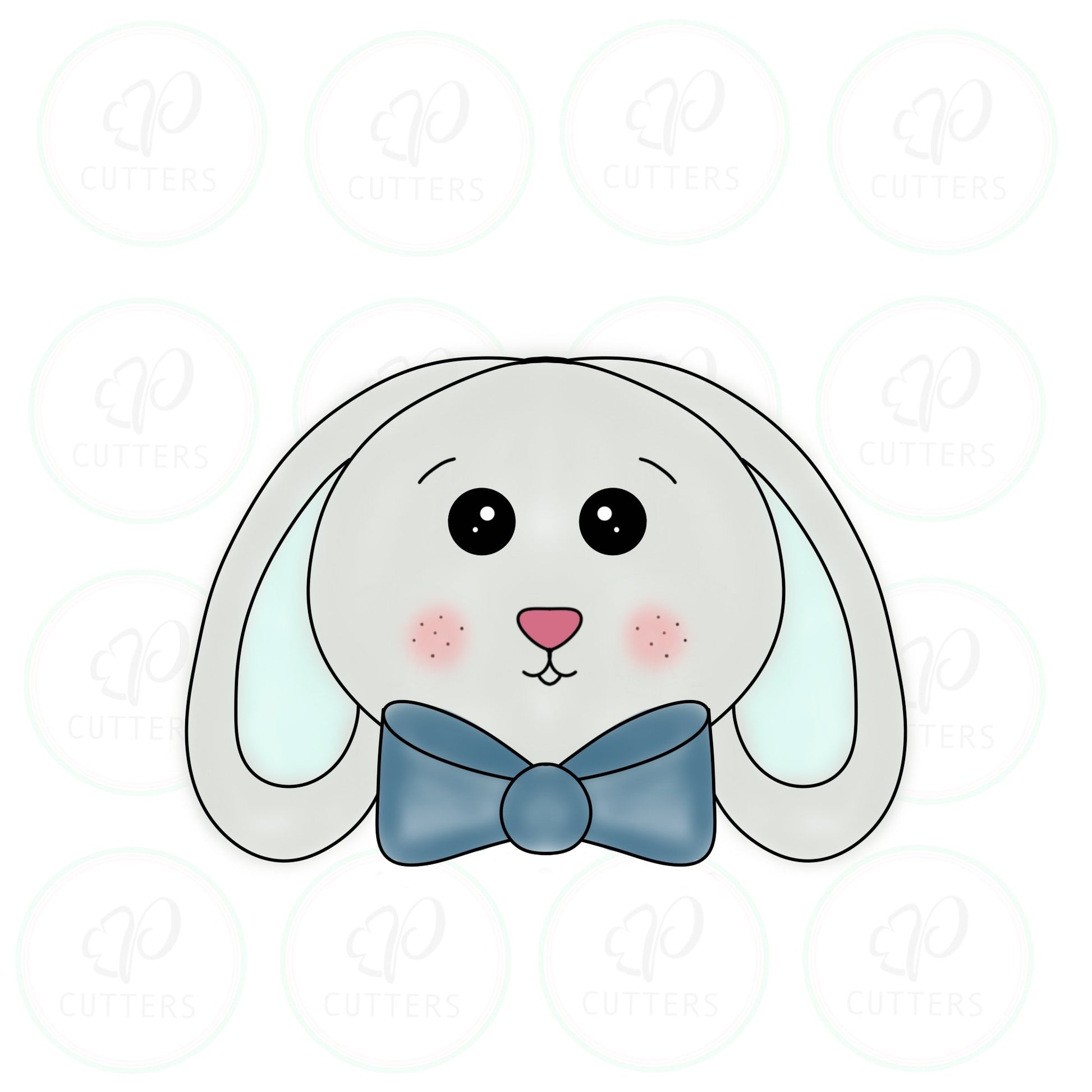 Bunny Face with Bow Tie Cookie Cutter - Periwinkles Cutters