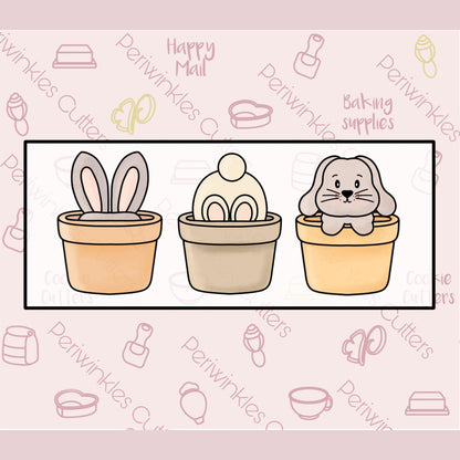 Bunny in a Pot Trio 3 Pieces Set Cookie Cutter - Periwinkles Cutters