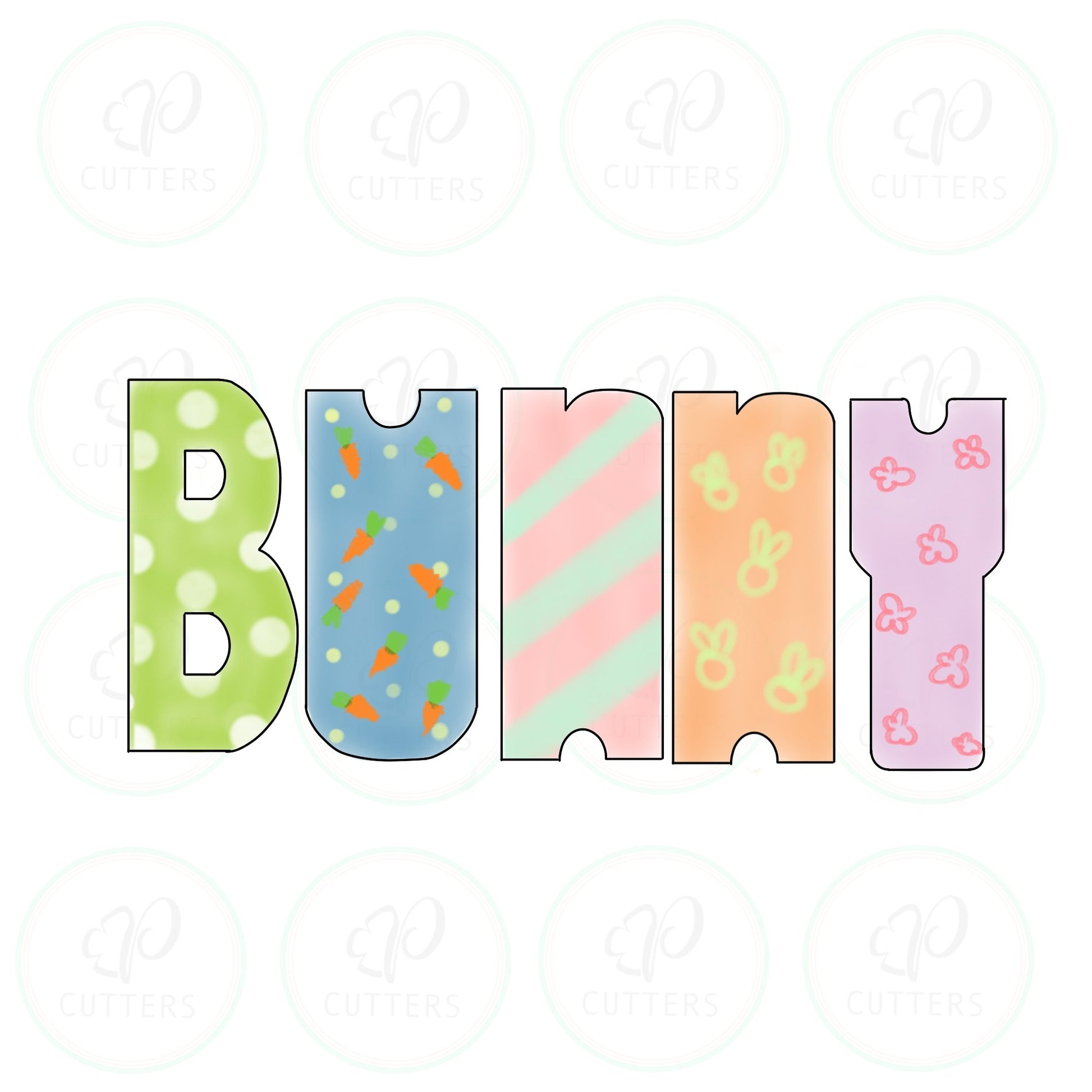 Bunny Letter Tall Cookie Cutter - Set of 4 - B-U-N-Y - Periwinkles Cutters