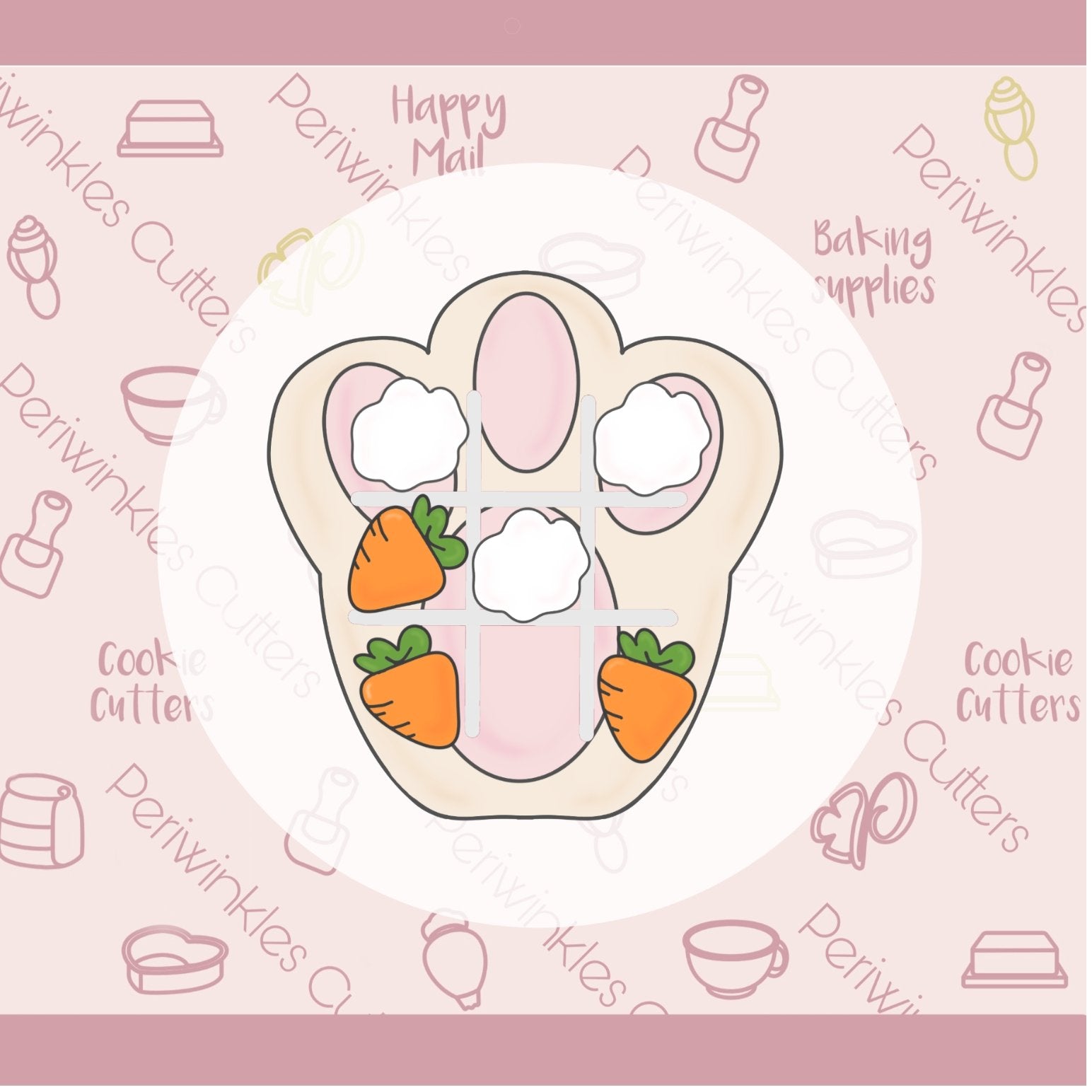 Bunny Paw Tic-Tac-Toe Cookie Cutter - Periwinkles Cutters