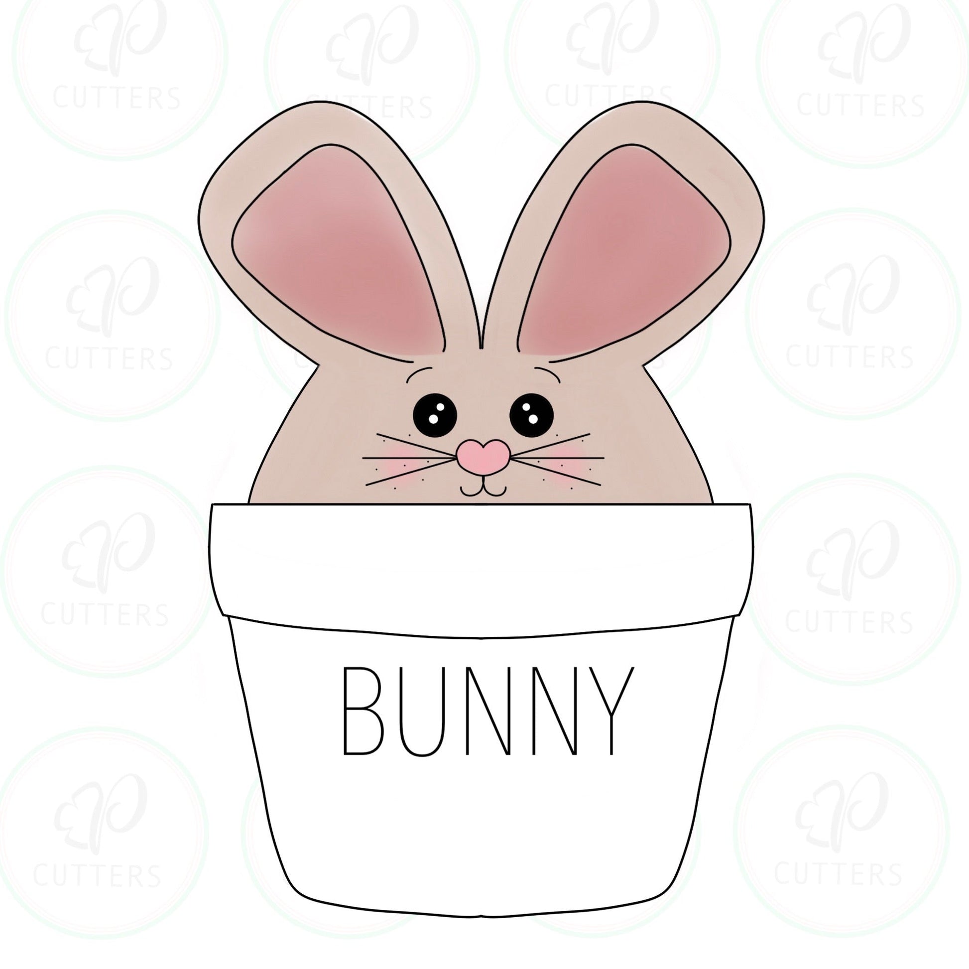 Bunny Pot Cookie Cutter - Periwinkles Cutters
