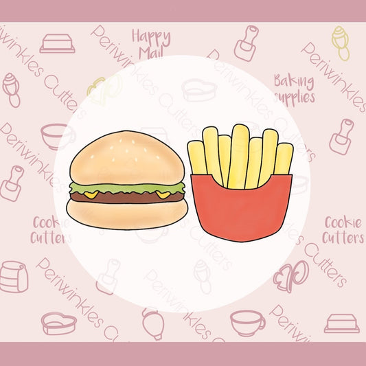 Burgers and Fries Cookie Cutter - Periwinkles Cutters