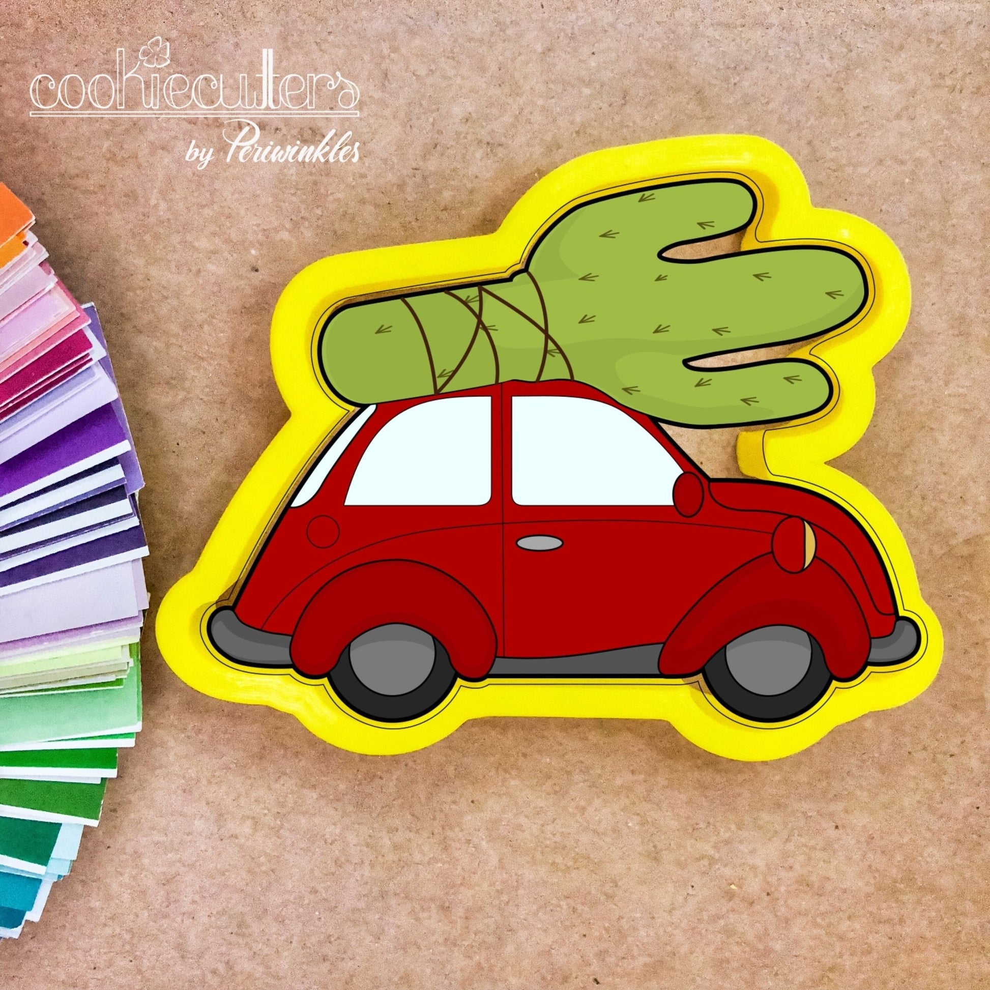 Car with Cactus Cookie Cutter - Periwinkles Cutters