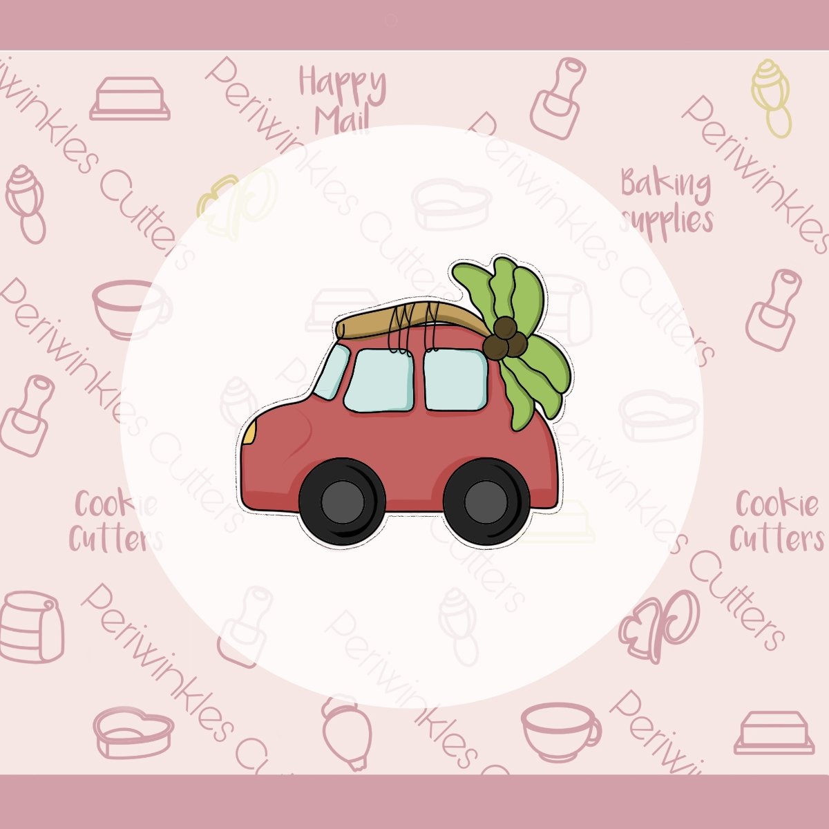 Car with Palm Tree Cookie Cutter - Periwinkles Cutters