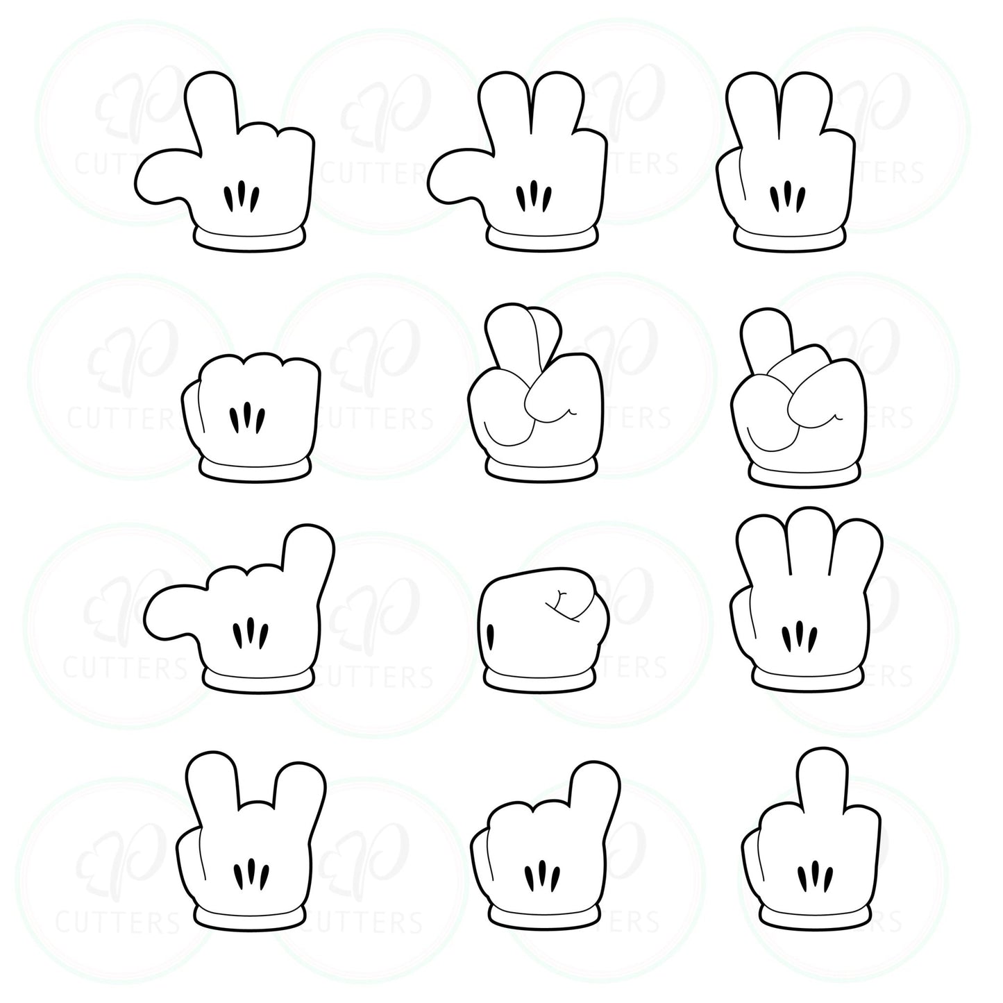 Cartoon Hands Cookie Cutters - Periwinkles Cutters