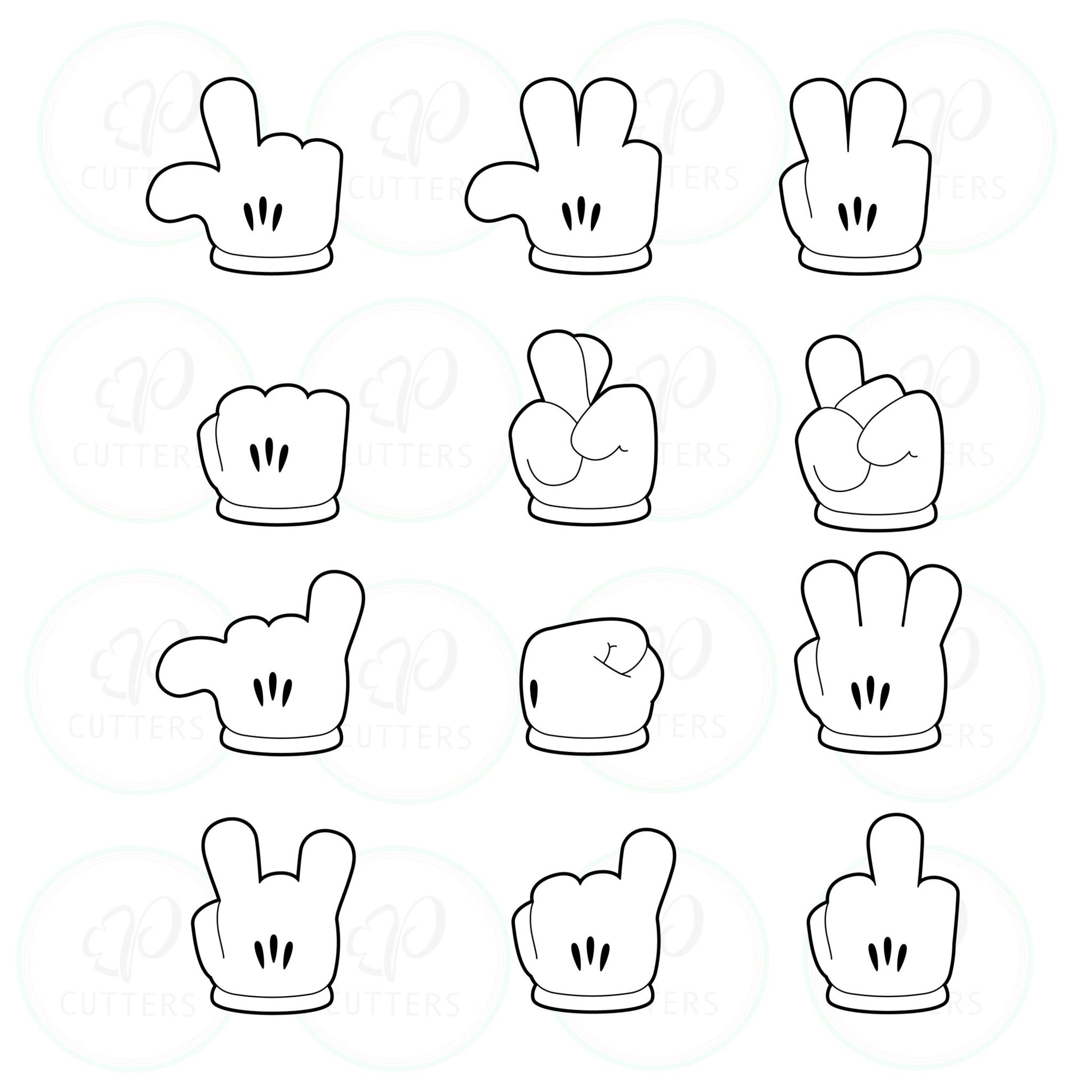 Cartoon Hands Cookie Cutters - Periwinkles Cutters