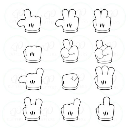 Cartoon Hands Cookie Cutters - Periwinkles Cutters