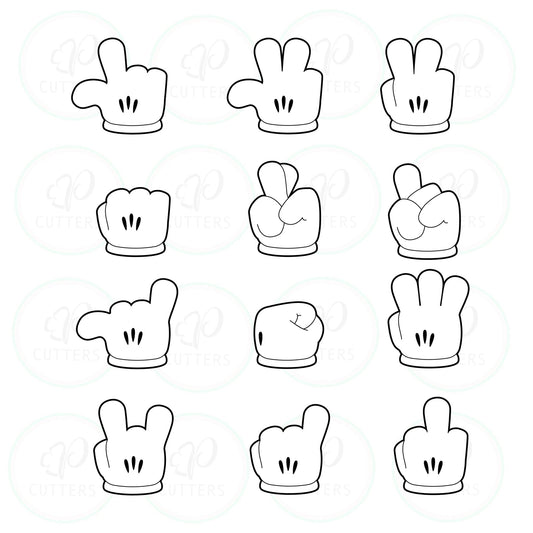 Cartoon Hands Cookie Cutters - Periwinkles Cutters