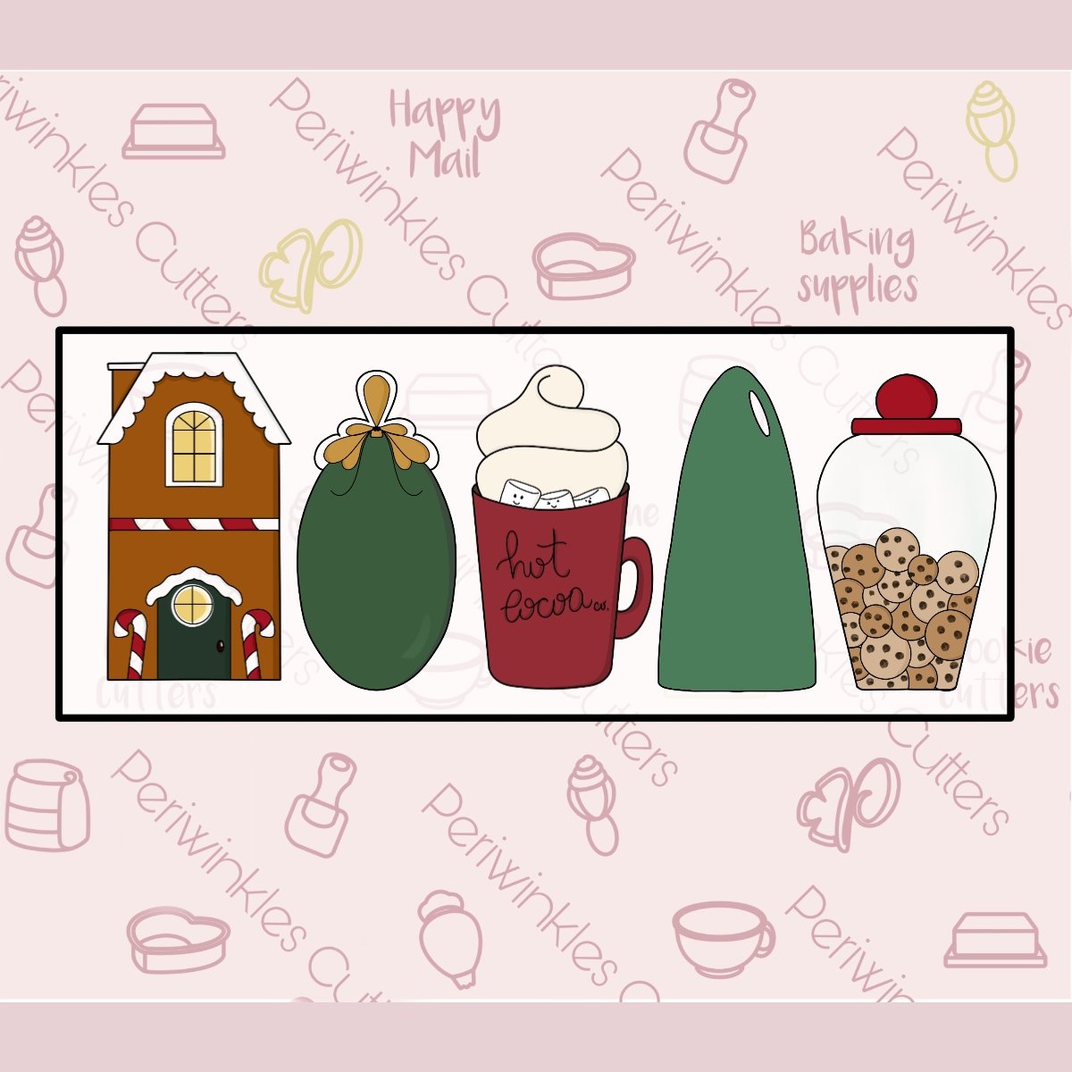 Cassie Tallish Holiday Collection Set of 7 Cookie Cutters - Periwinkles Cutters