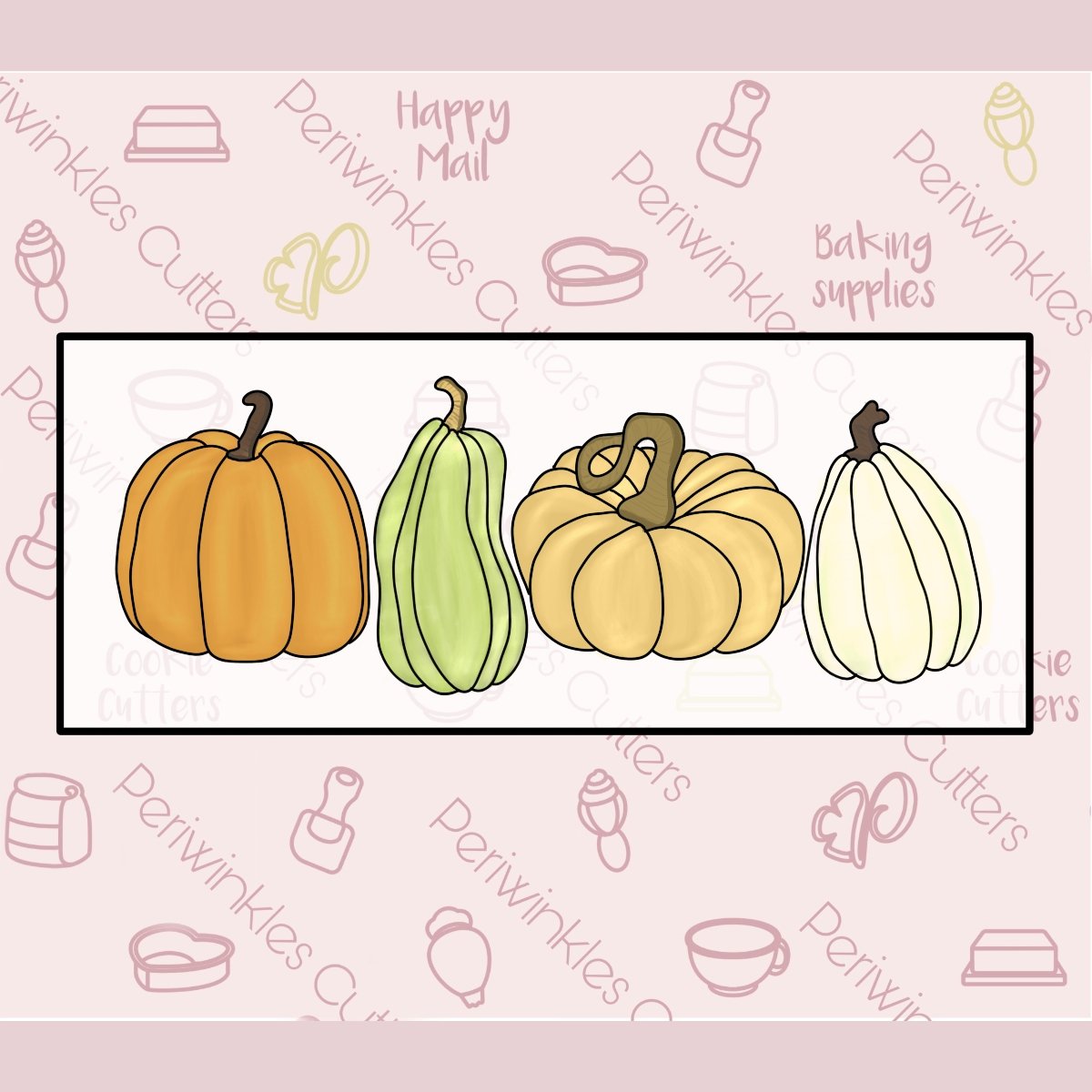 Chalk Pumpkins Set of 4 Cookie Cutter - Periwinkles Cutters