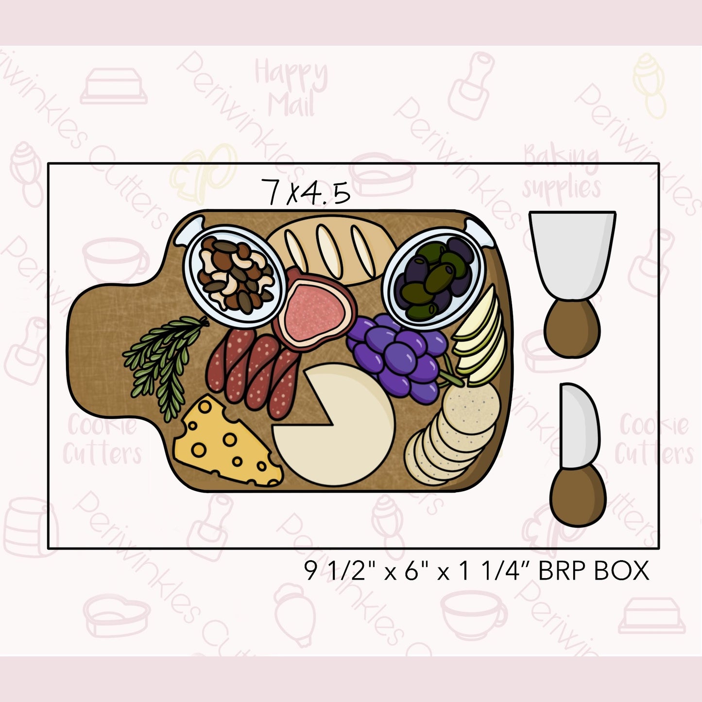 Charcuterie Board Cookie Cutter All Pieces - Periwinkles Cutters