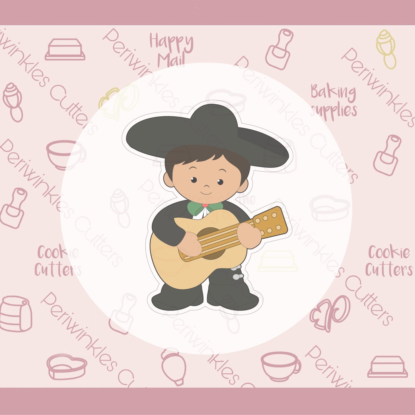 Charros With Guitar Cookie Cutter - Periwinkles Cutters