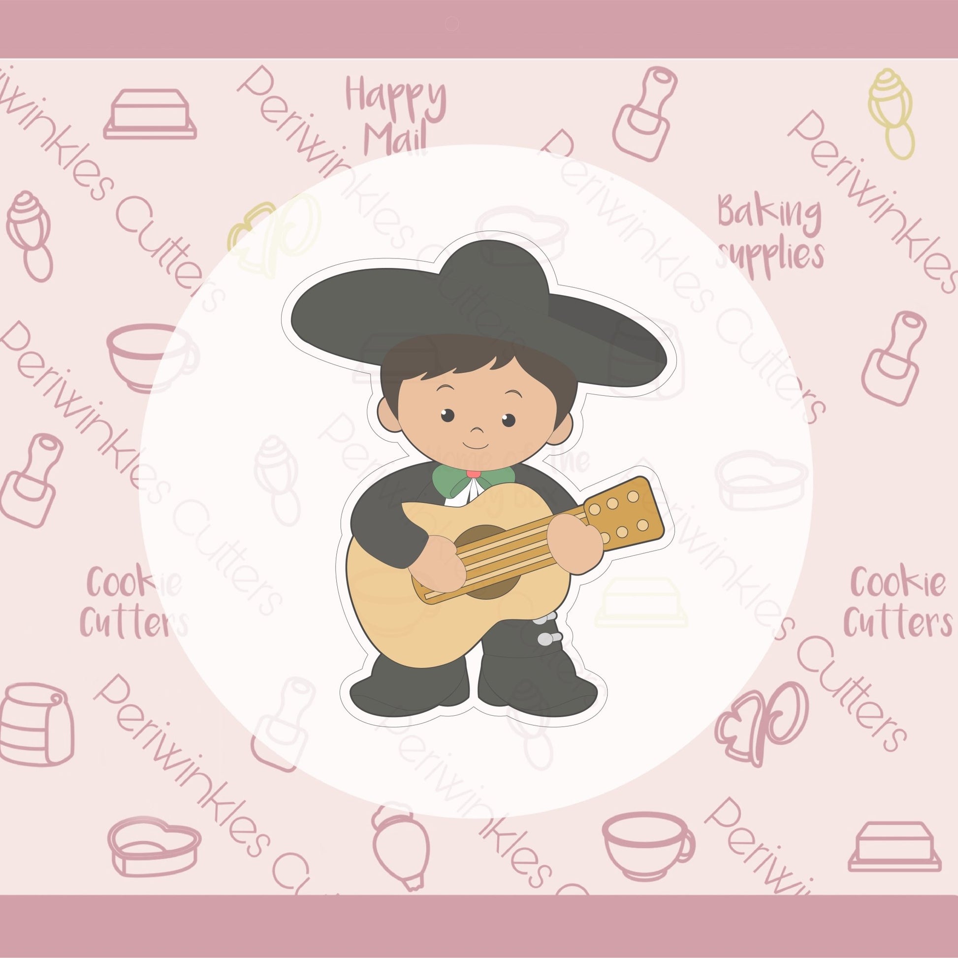 Charros With Guitar Cookie Cutter - Periwinkles Cutters