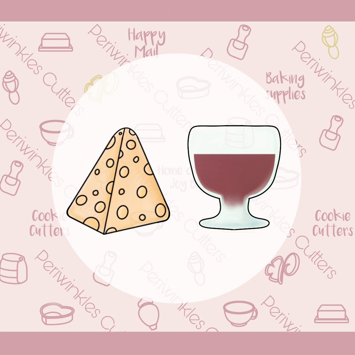 Cheese and Wine Cookie Cutter - Periwinkles Cutters