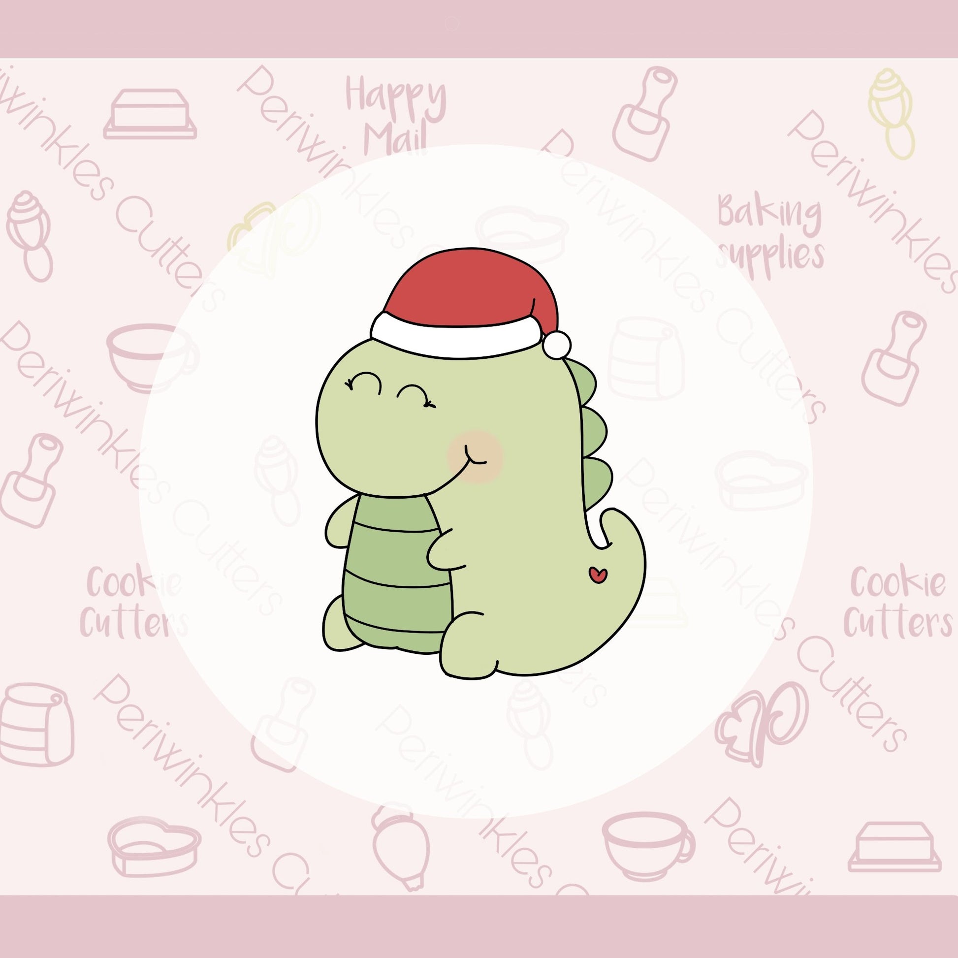 Christmas Cute Dino Cookie Cutter - Periwinkles Cutters