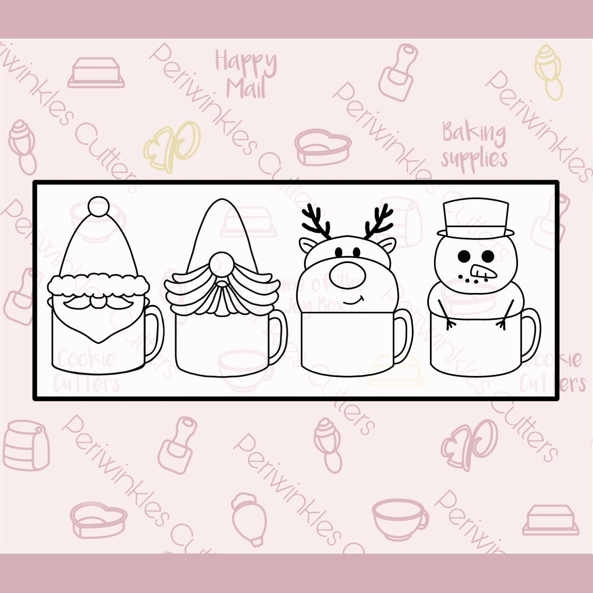 Christmas Mugs Set of 4 Cookie Cutters - Periwinkles Cutters