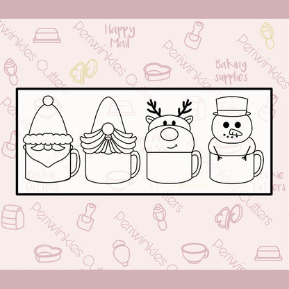 Christmas Mugs Set of 4 Cookie Cutters - Periwinkles Cutters