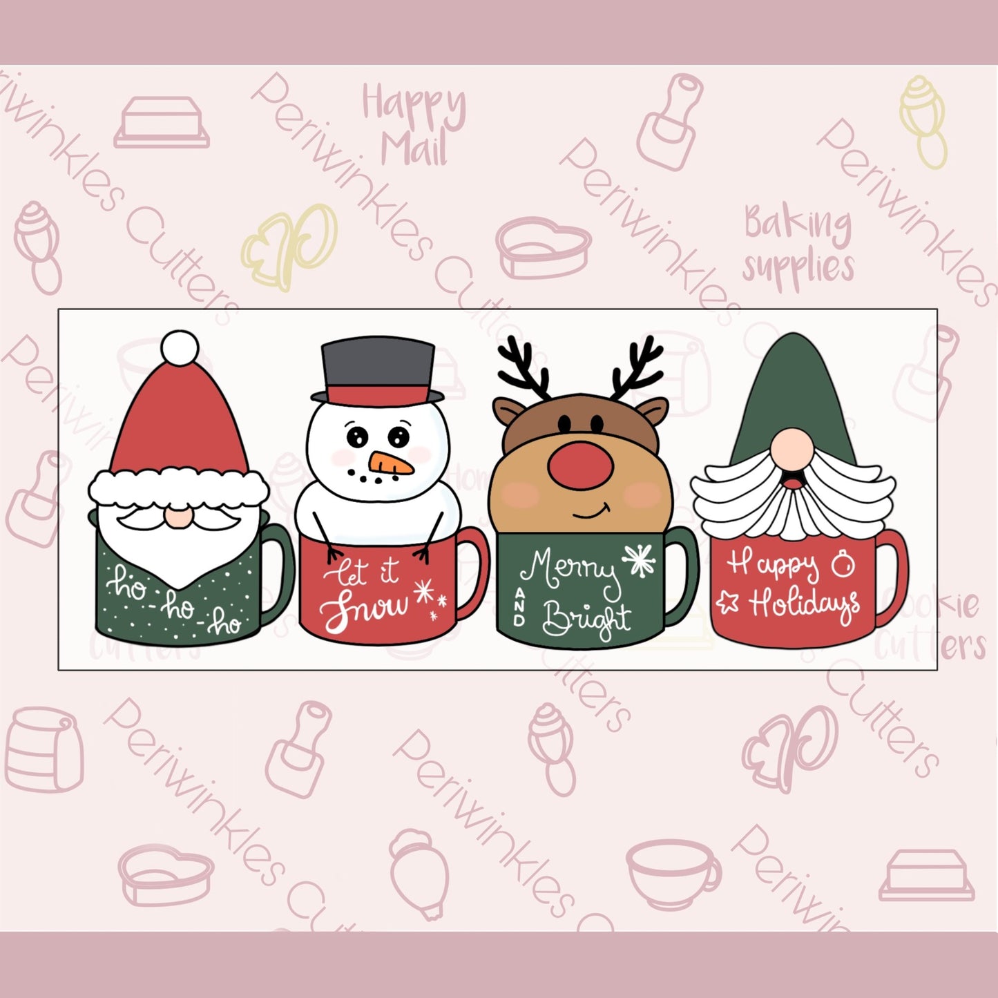 Christmas Mugs Set of 4 Cookie Cutters - Periwinkles Cutters